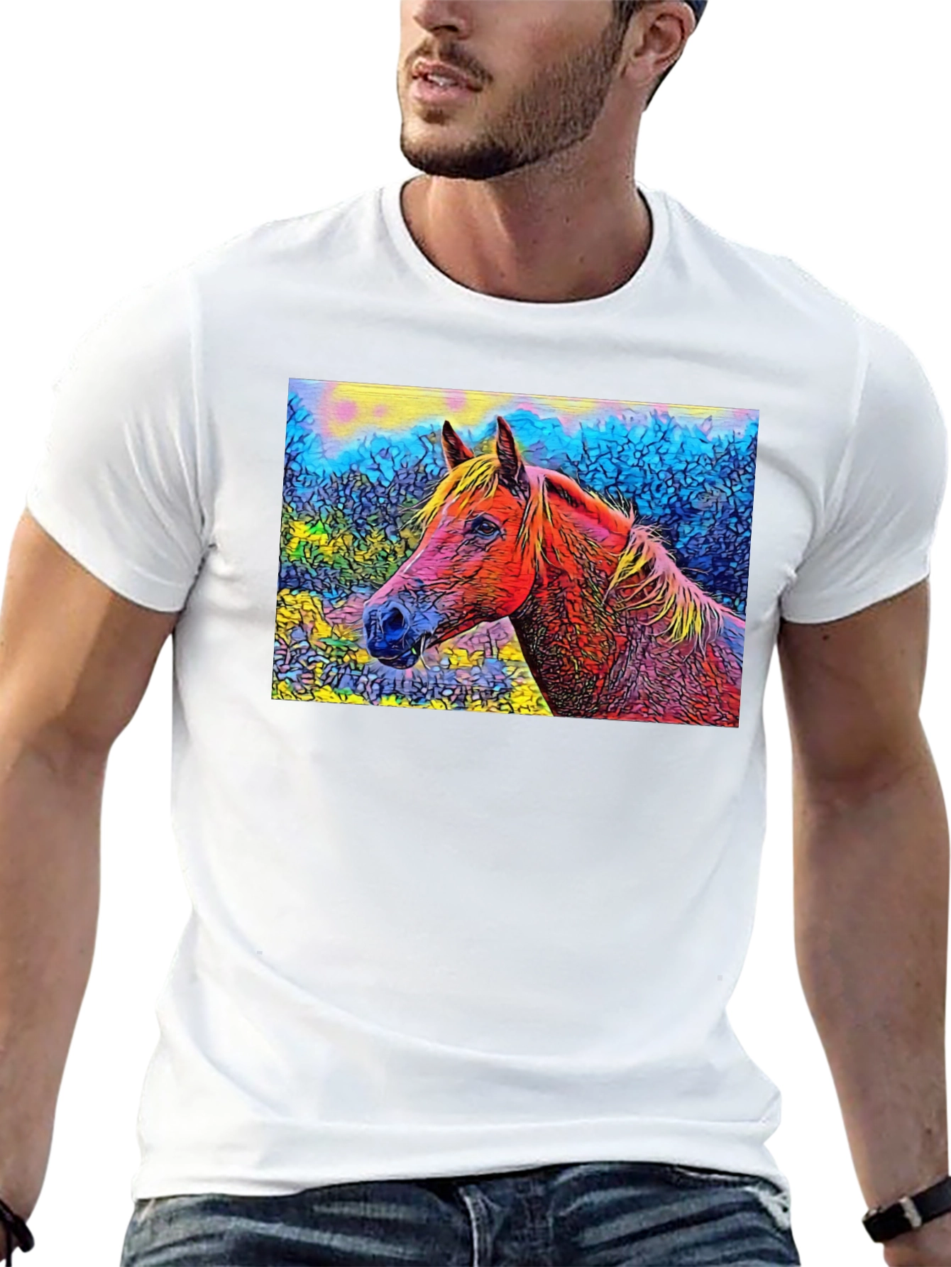 Black Horse Art T-Shirt - Unique Graphic Tee view 13