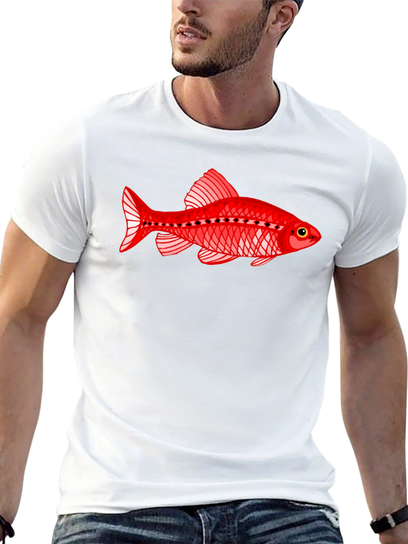 Black Red Fish Graphic T-Shirt view 13