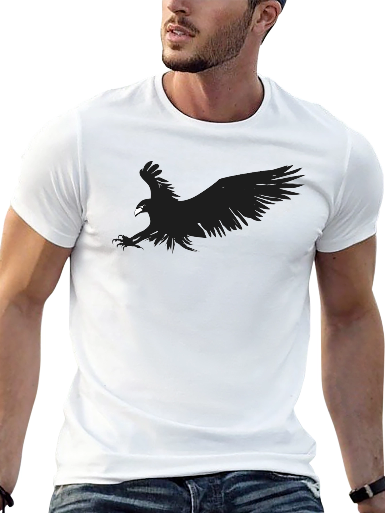 Black Black Eagle Graphic T-Shirt - Men's Short Sleeve Crew Neck Tee view 13