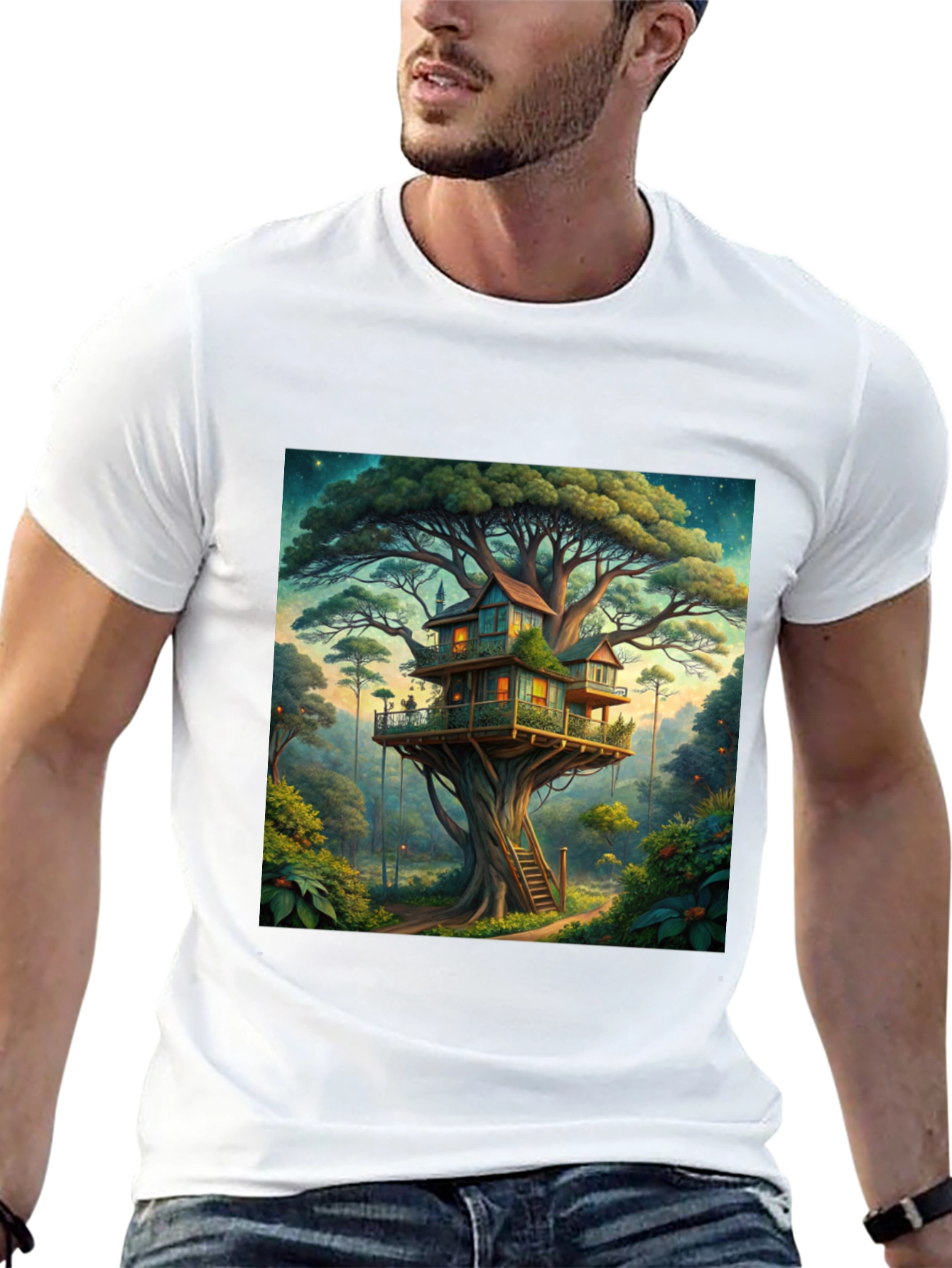 Black Treehouse Graphic Tee - Nature Lover's T-Shirt view 13