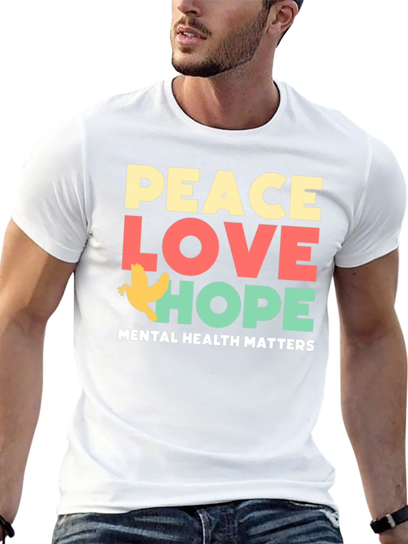 Black Peace Love Hope T-Shirt Mental Health Awareness Tee view 13
