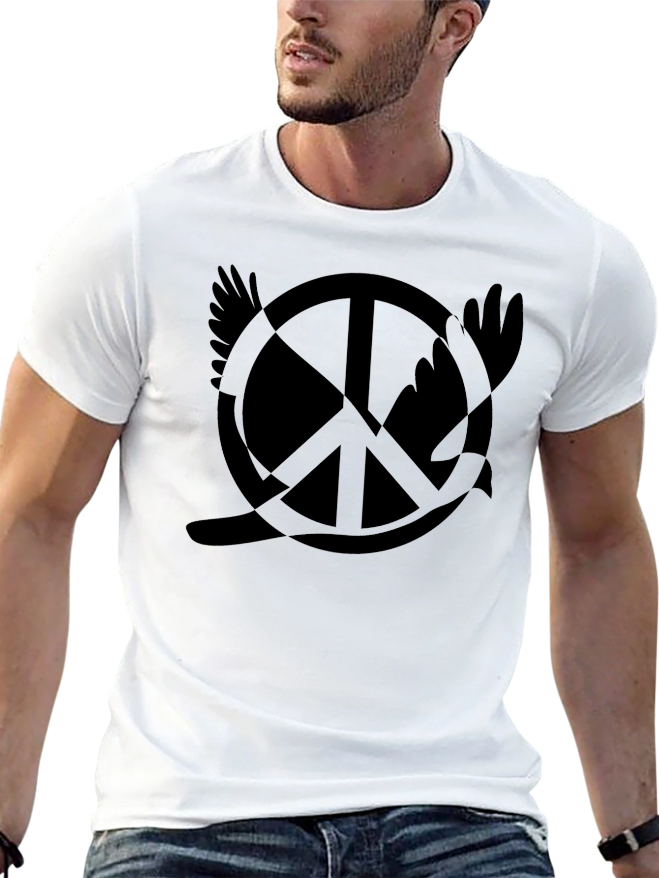 Black Peace Dove T-Shirt - Black Graphic Tee view 13