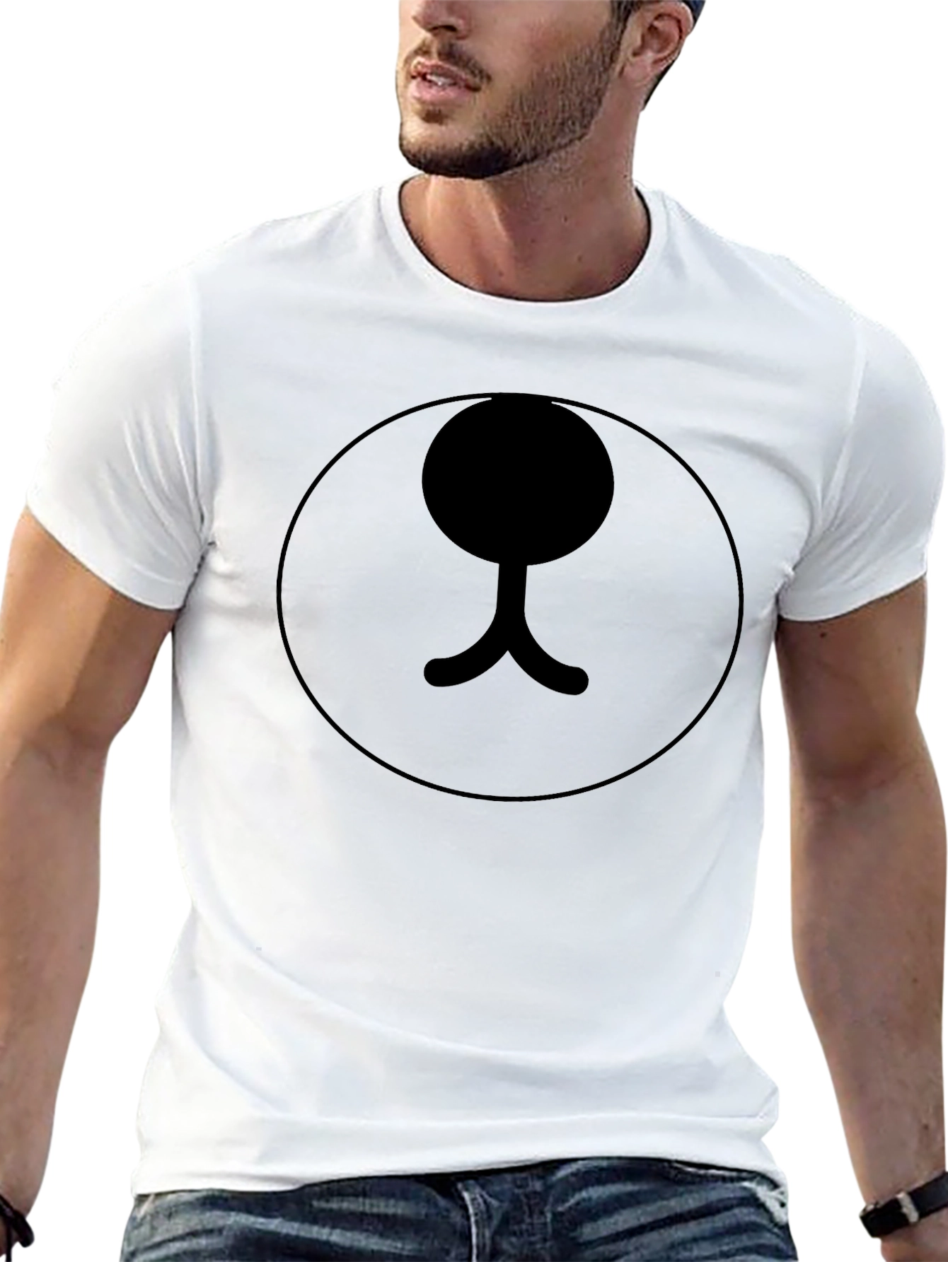 Black Black Bear Face Graphic Tee - Minimalist Style view 13
