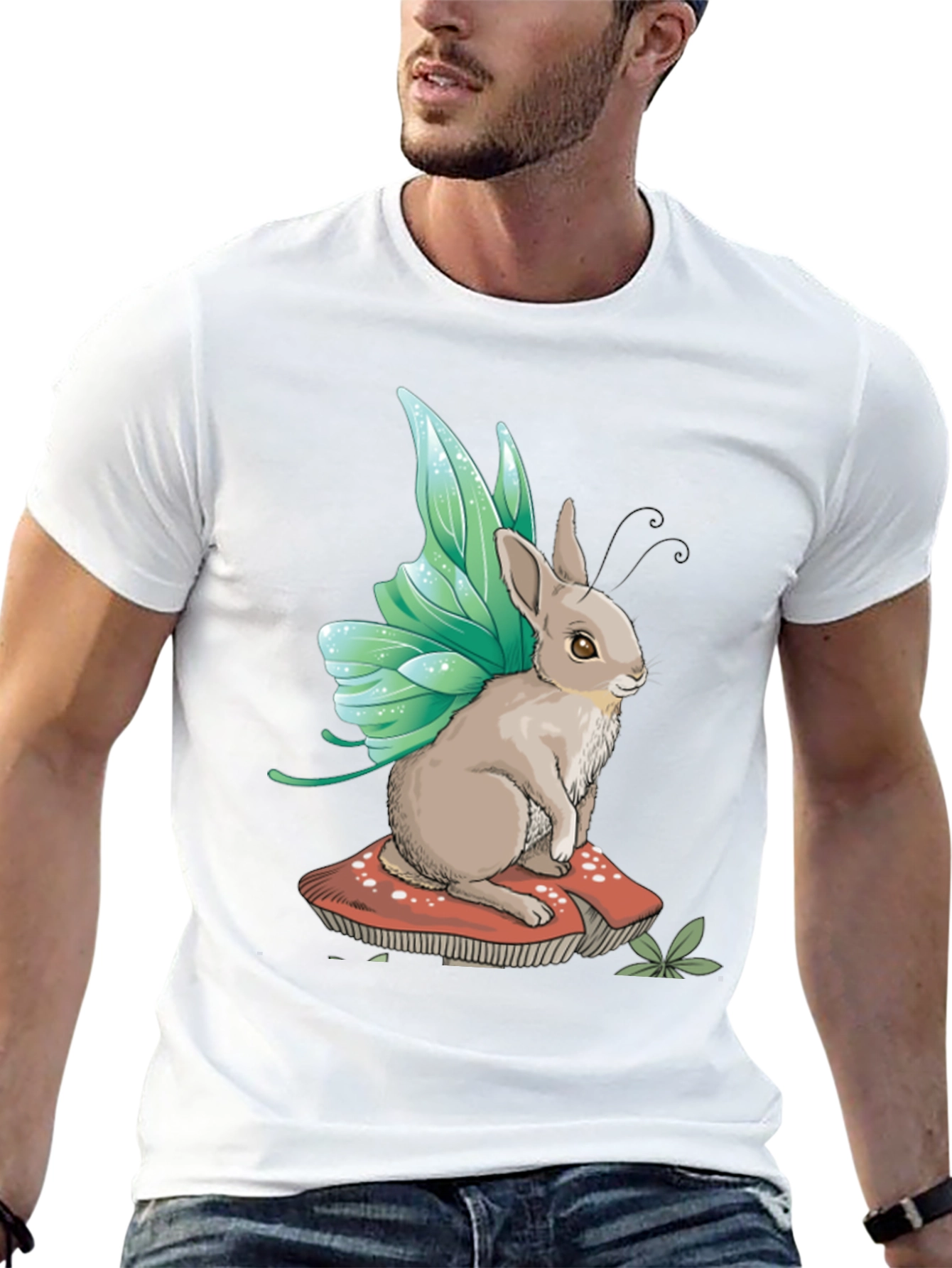 Black Fairy Rabbit Graphic Tee - Fantasy Creature T-Shirt view 13