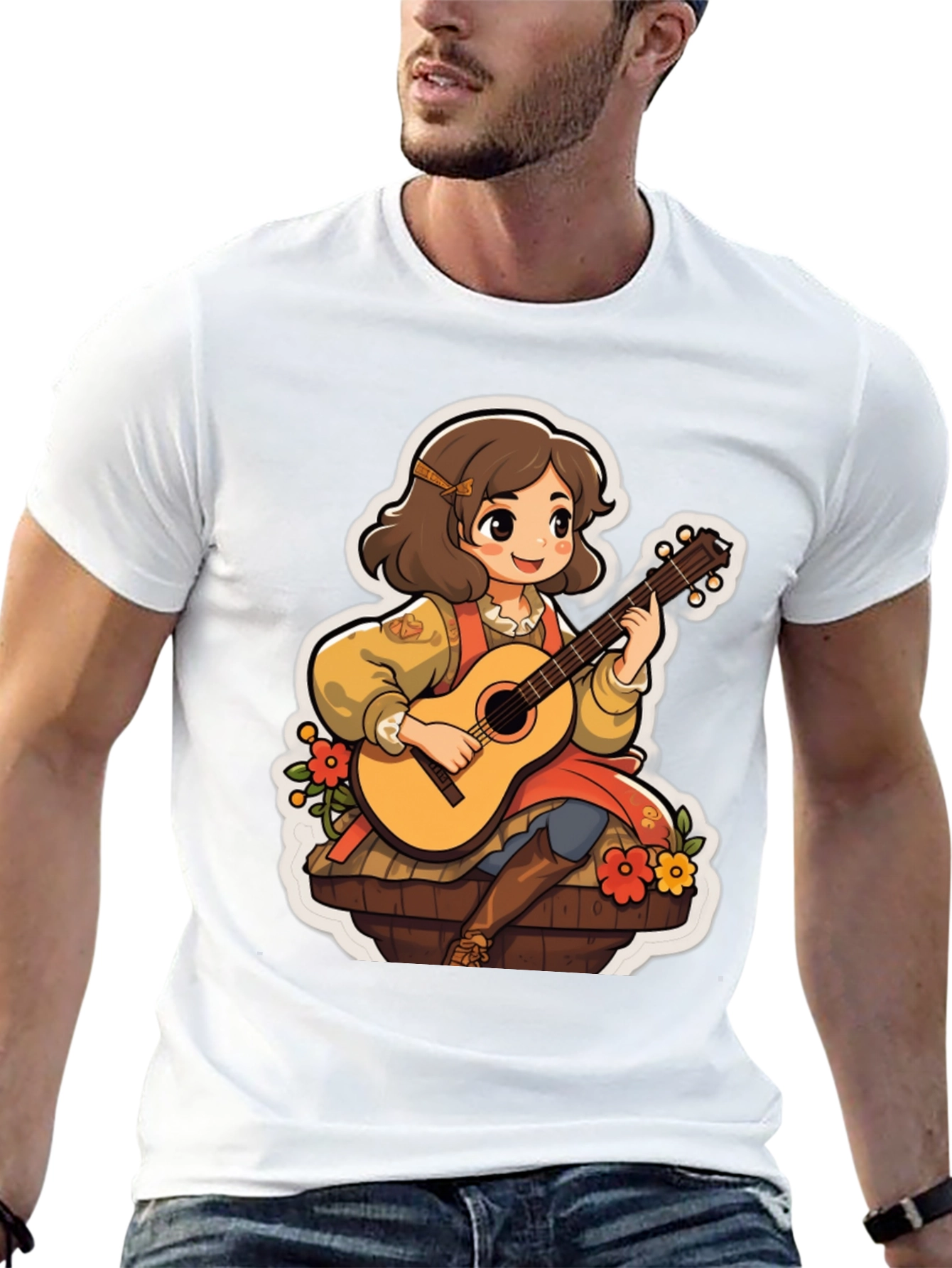 Black Guitar Girl T-Shirt - Musical Style view 13