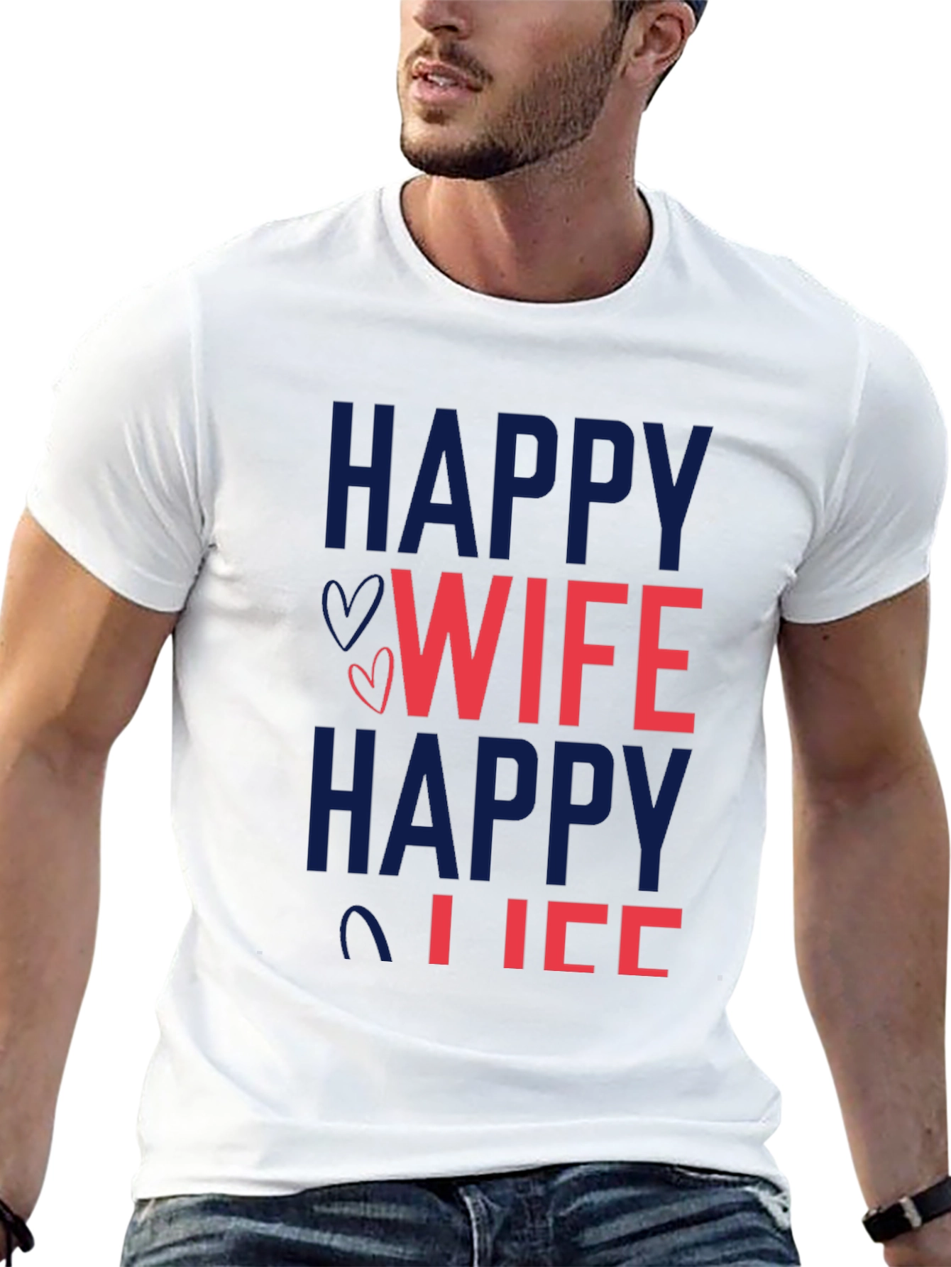 Black Happy Wife Happy Life Graphic T-Shirt view 13