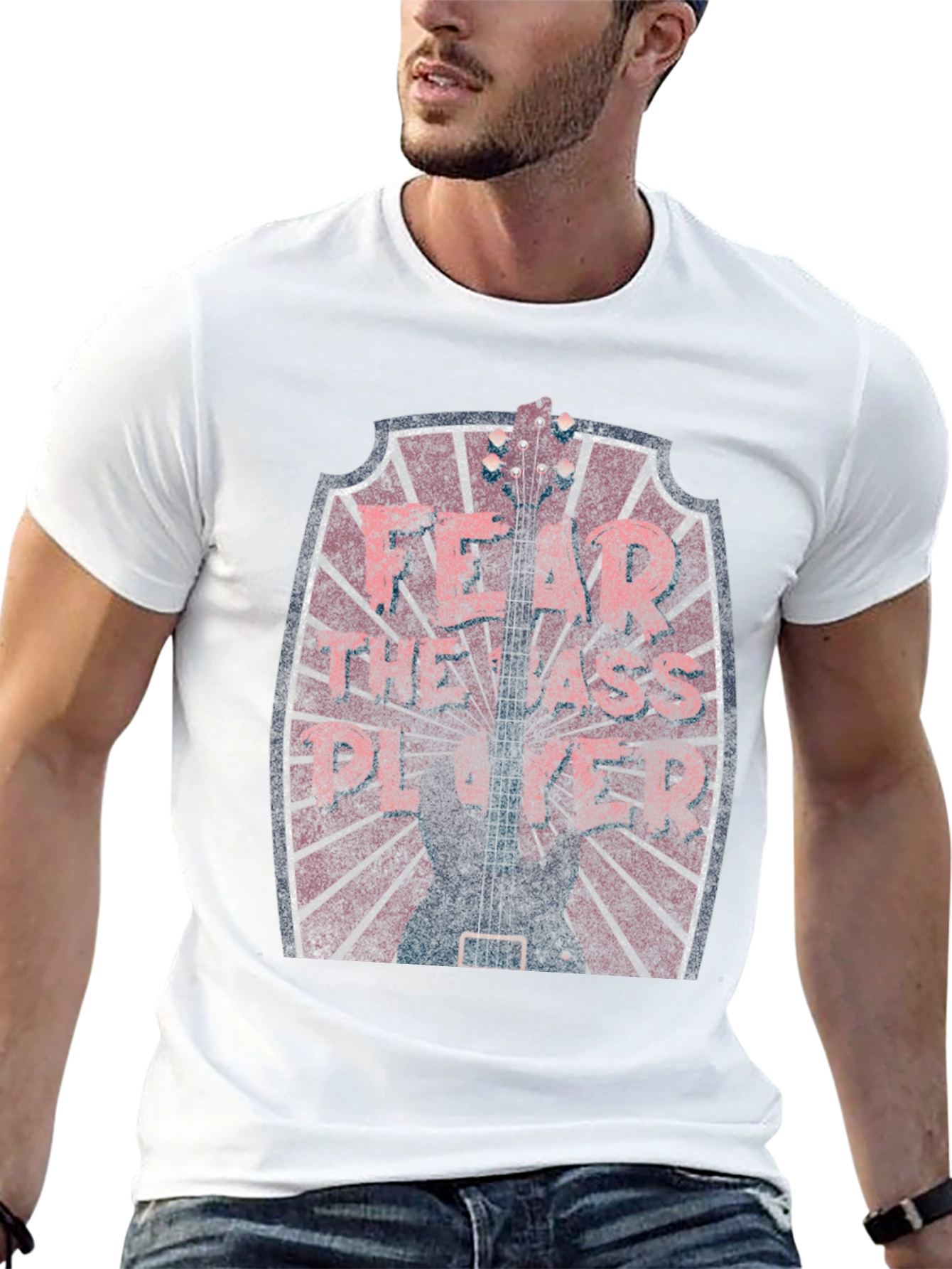 Black Fear the Bass Player Vintage Style T-Shirt view 13