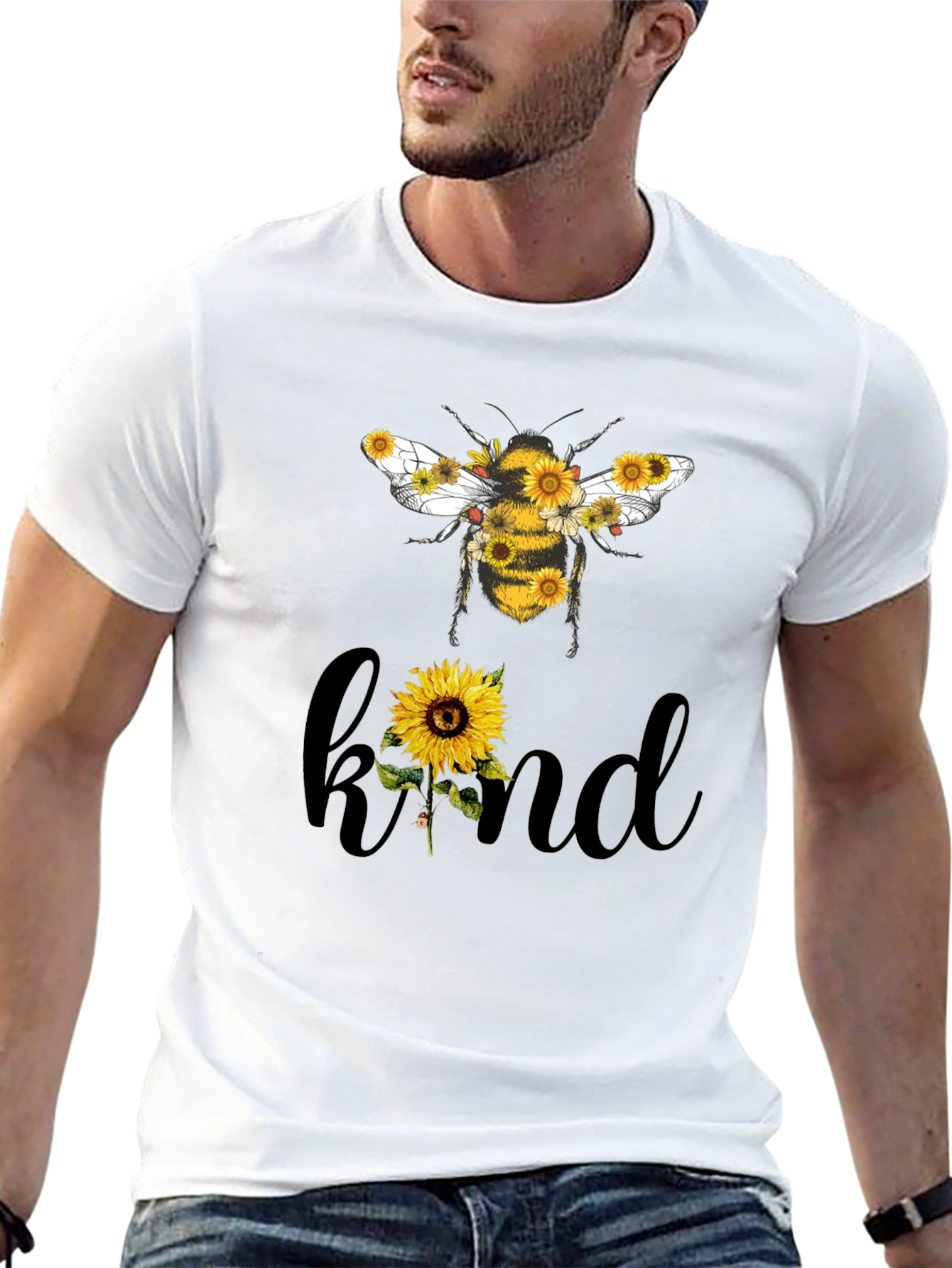 Black Sunflower Bee Kind Graphic T-Shirt view 13