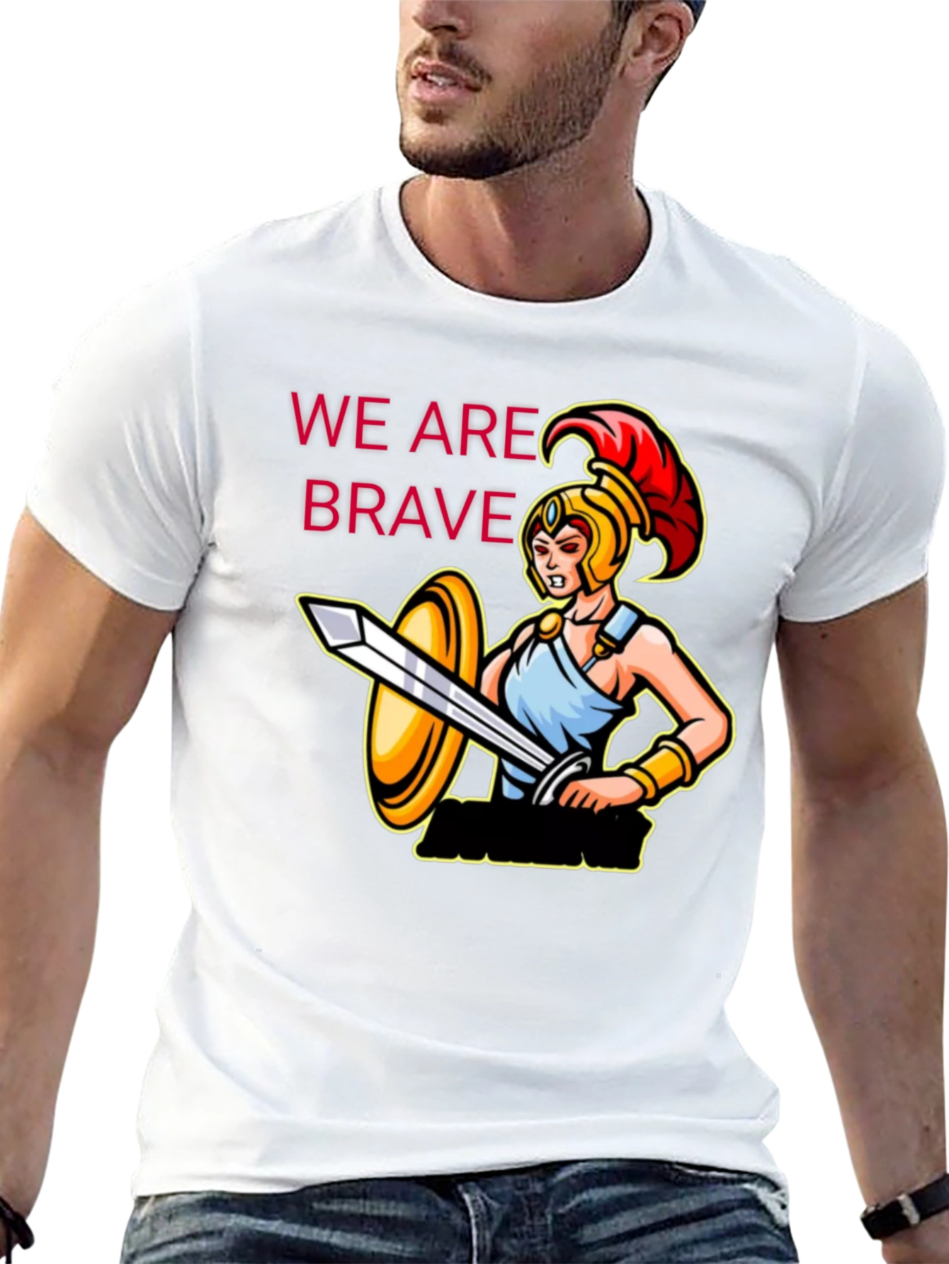 Black Brave Warrior Graphic Tee - Black Cotton T-Shirt view 13