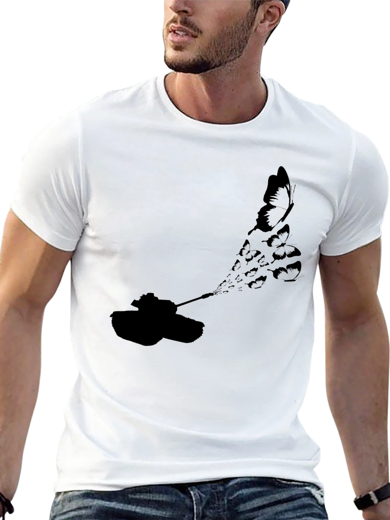 Black Tank Butterfly Graphic Tee - Black Cotton view 13