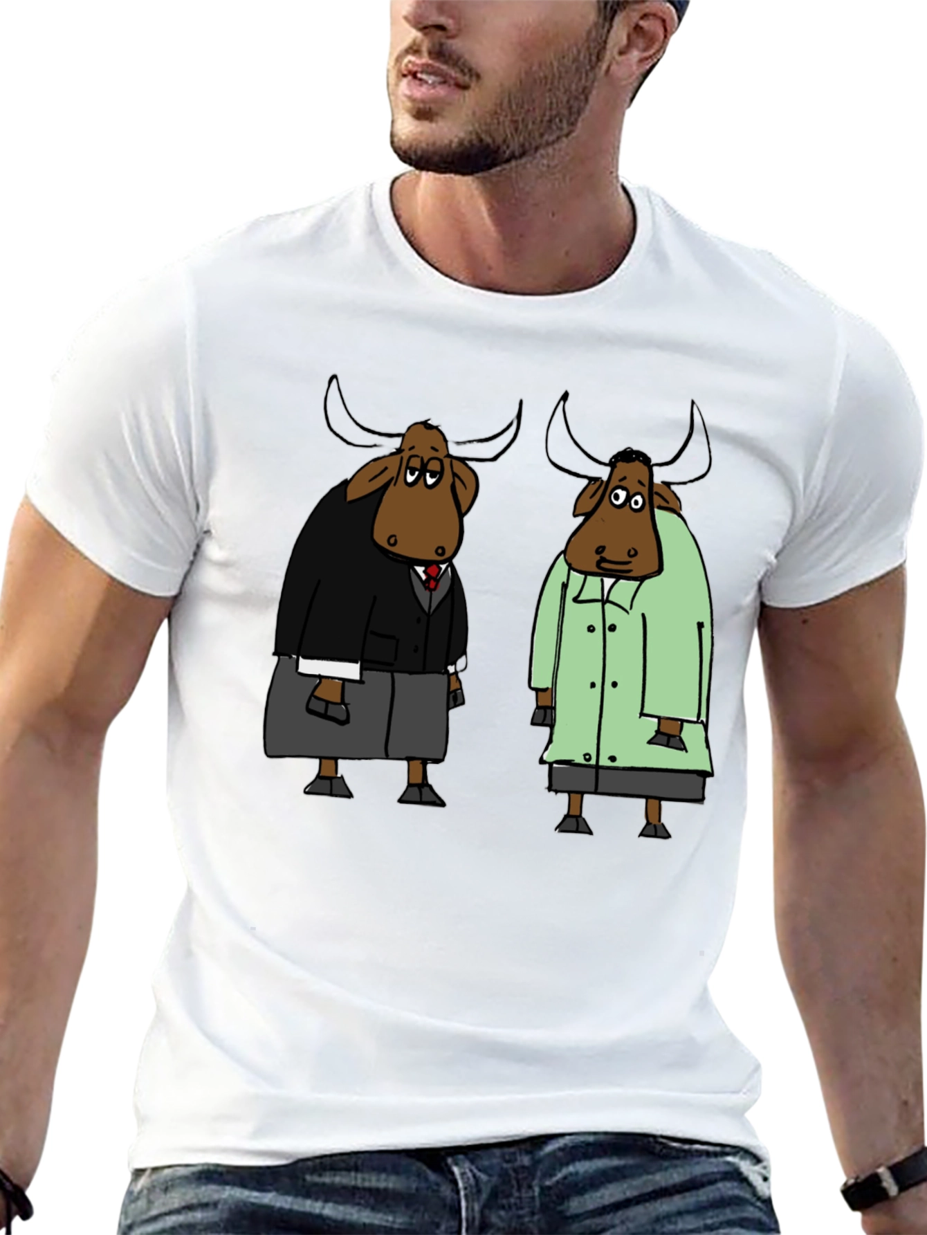 Black Cartoon Buffalo Black T-Shirt view 13