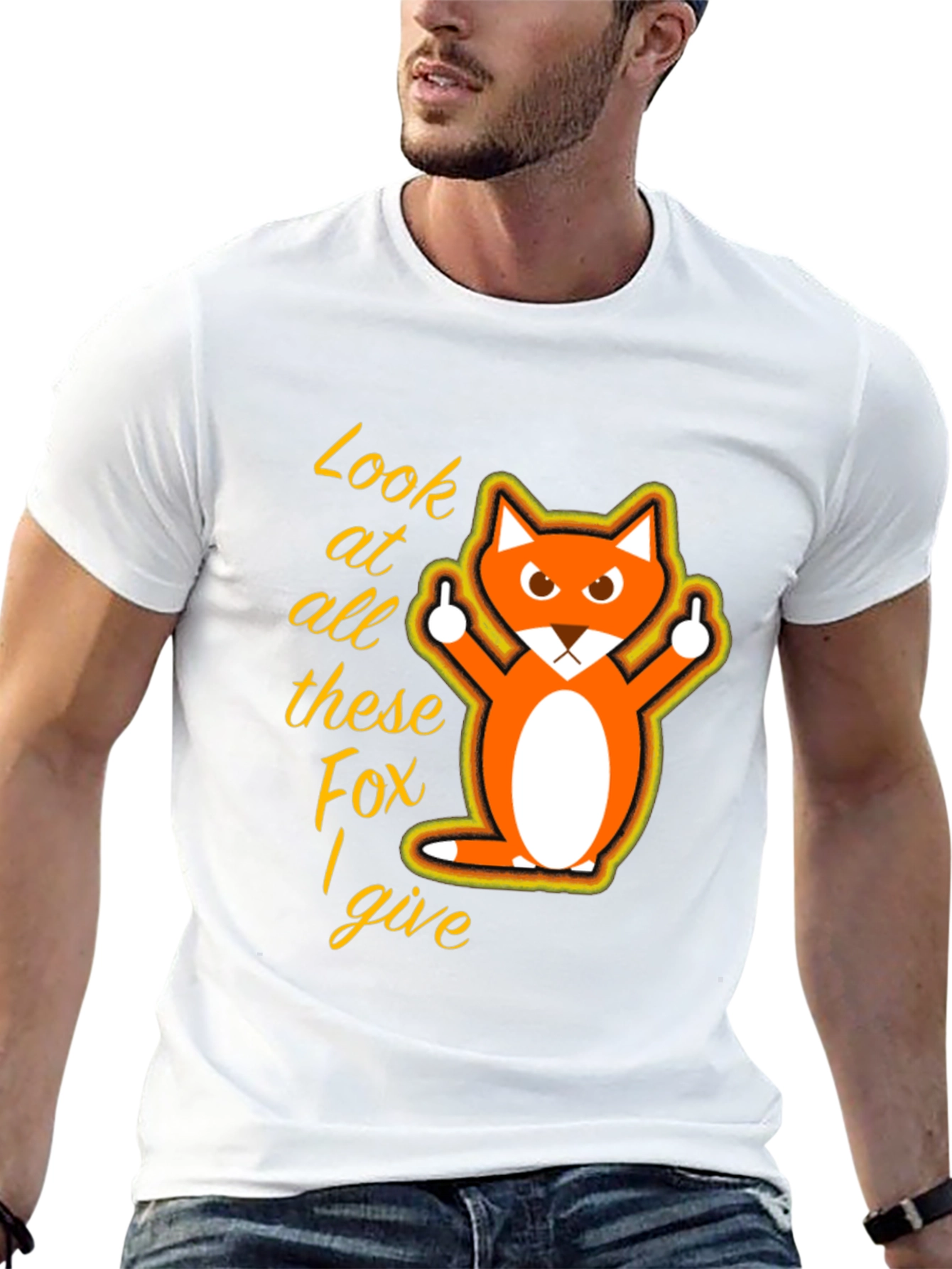 Black Funny Fox Graphic T-Shirt - Look at All These Fox I Give view 13