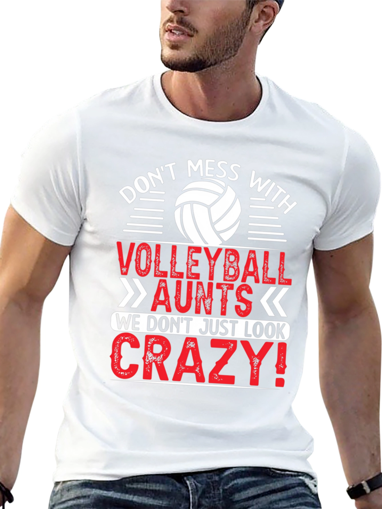 Black Volleyball Aunts Crazy Look T-Shirt view 13