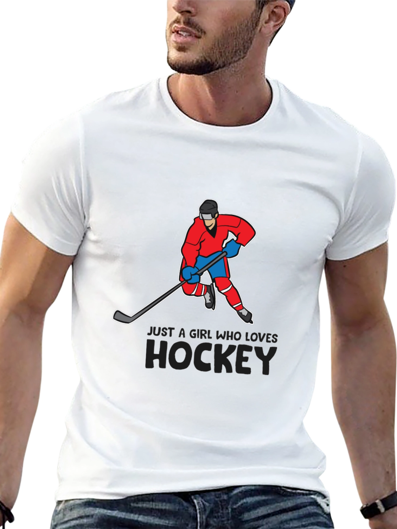Black Hockey Lover T-Shirt - Just a Girl Who Loves Hockey Tee view 13