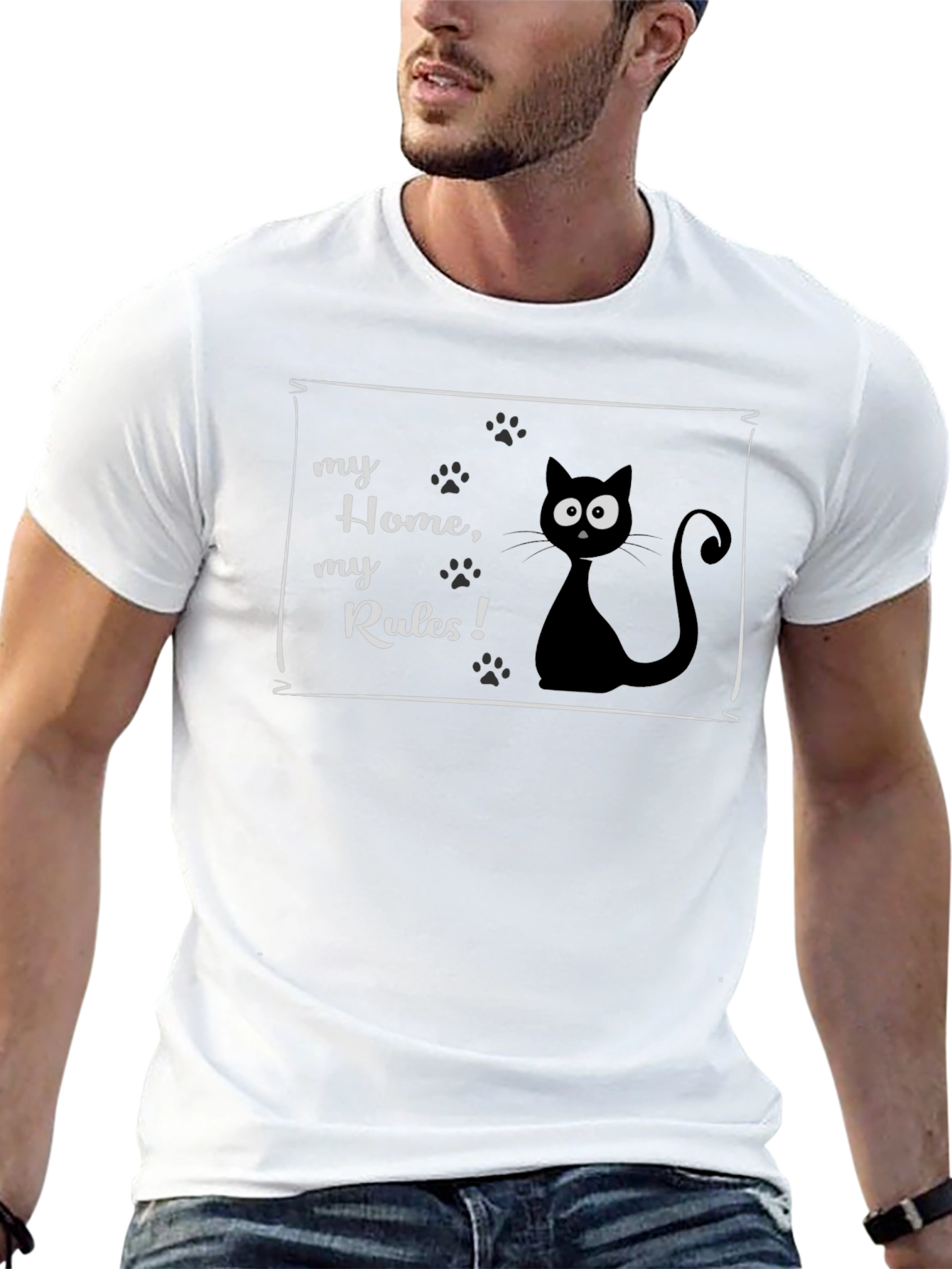 Black My Home, My Rules Cat T-Shirt view 13