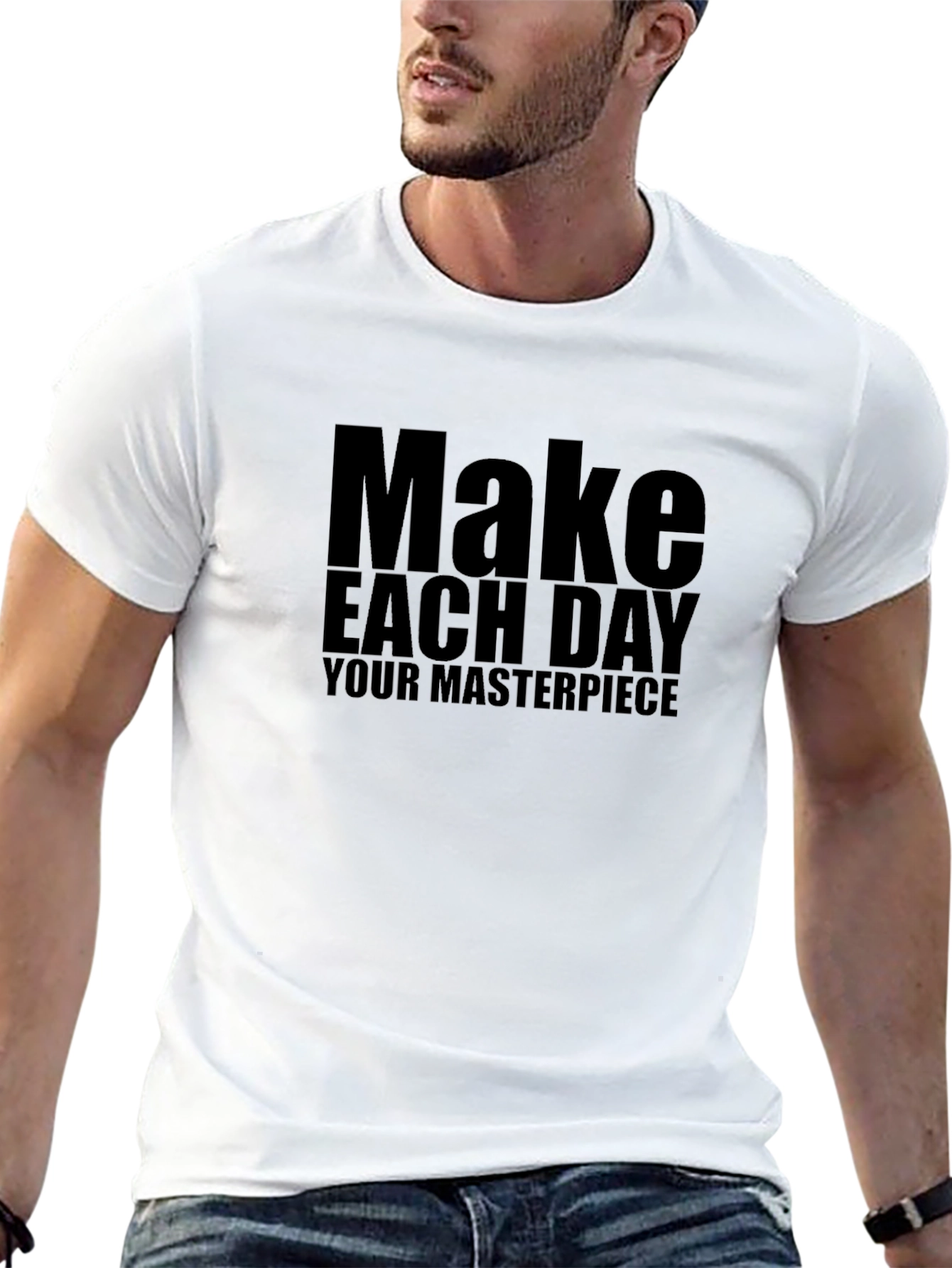 Black Inspirational Black T-Shirt - Make Each Day Your Masterpiece view 13