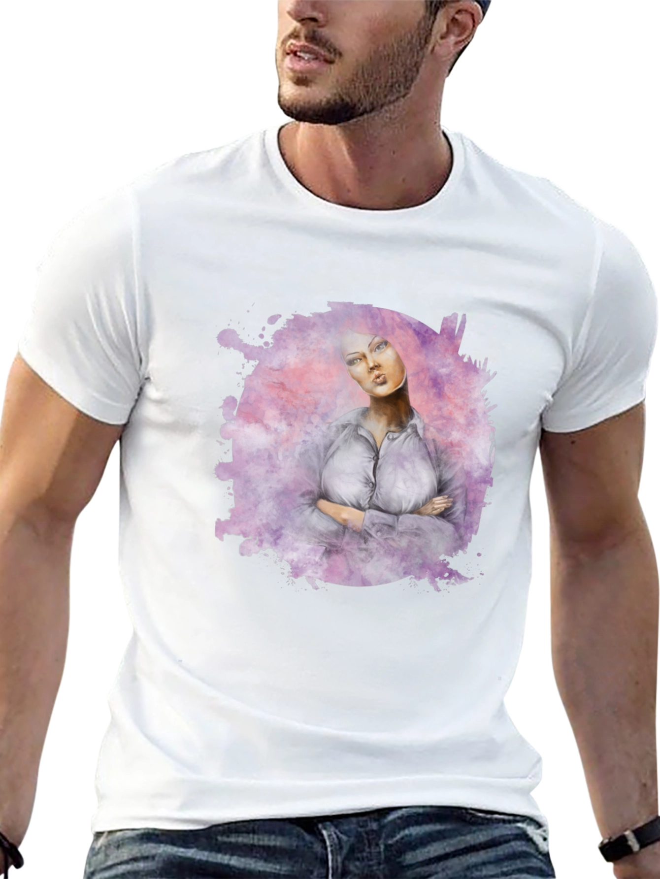 Black Watercolor Woman Graphic Tee - Unique Artistic Design view 13