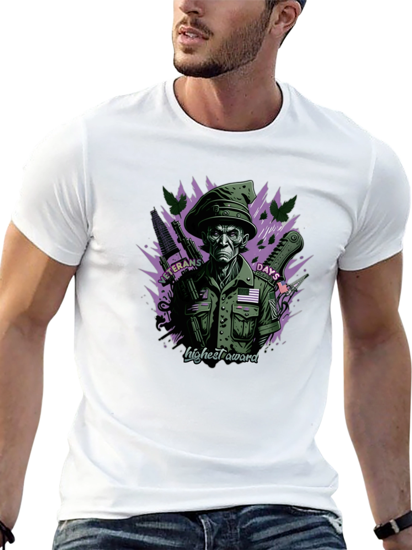 Black Veterans Days Highest Award Black T-Shirt view 13