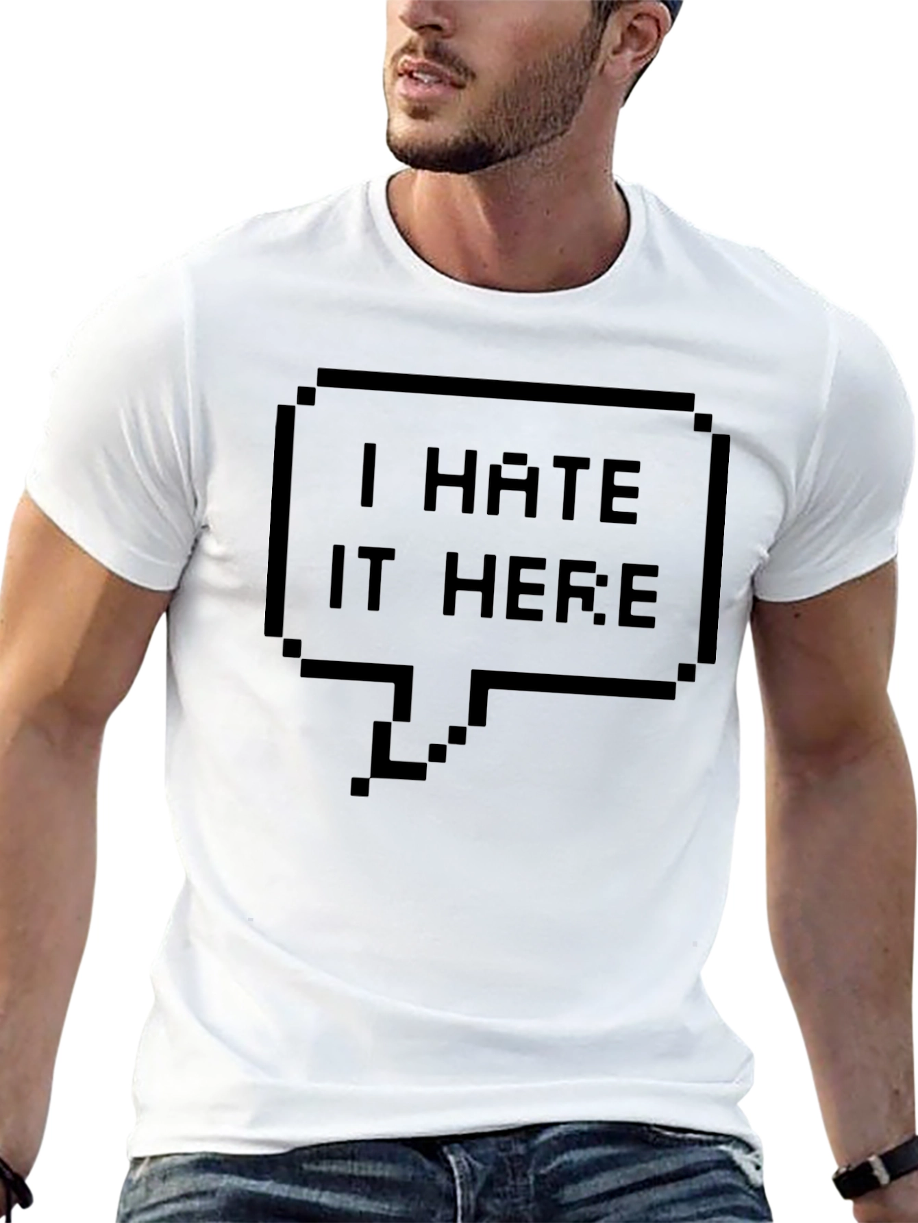 Black I Hate It Here Graphic Tee - Pixel Art Shirt view 13