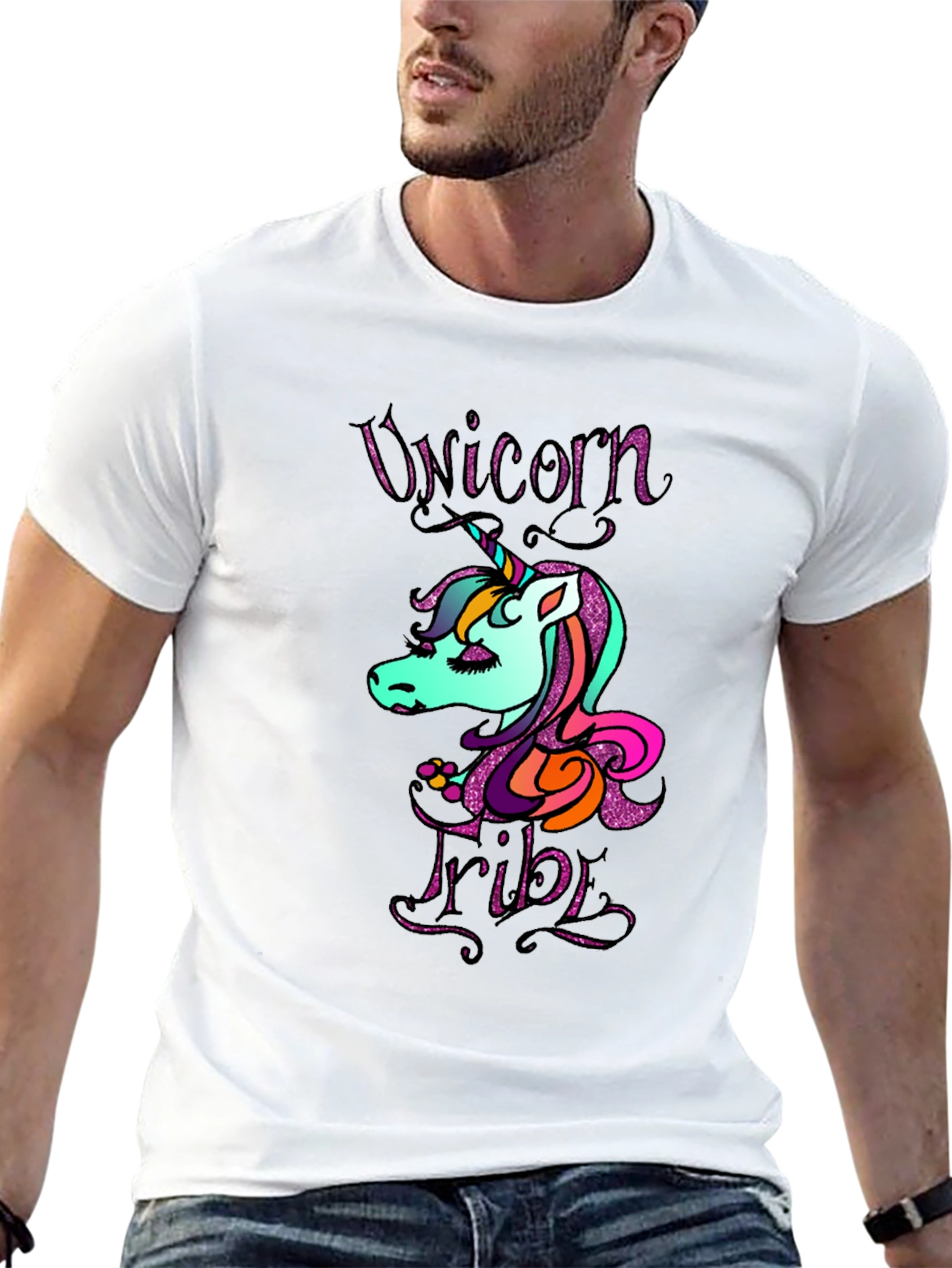 Black Unicorn Tribe Graphic Tee - Men's Black T-Shirt view 13