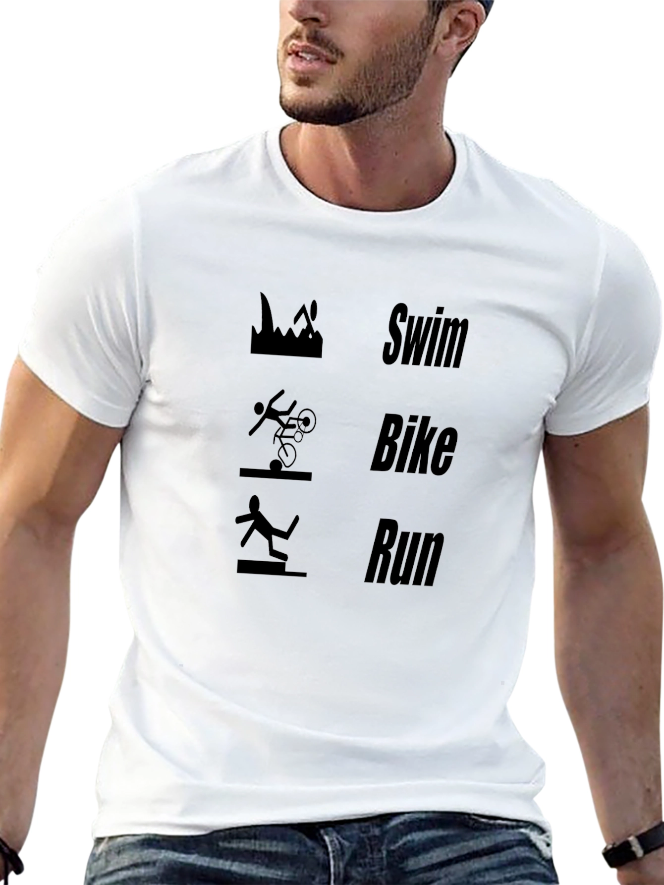 Black Triathlon Swim Bike Run T-Shirt view 13