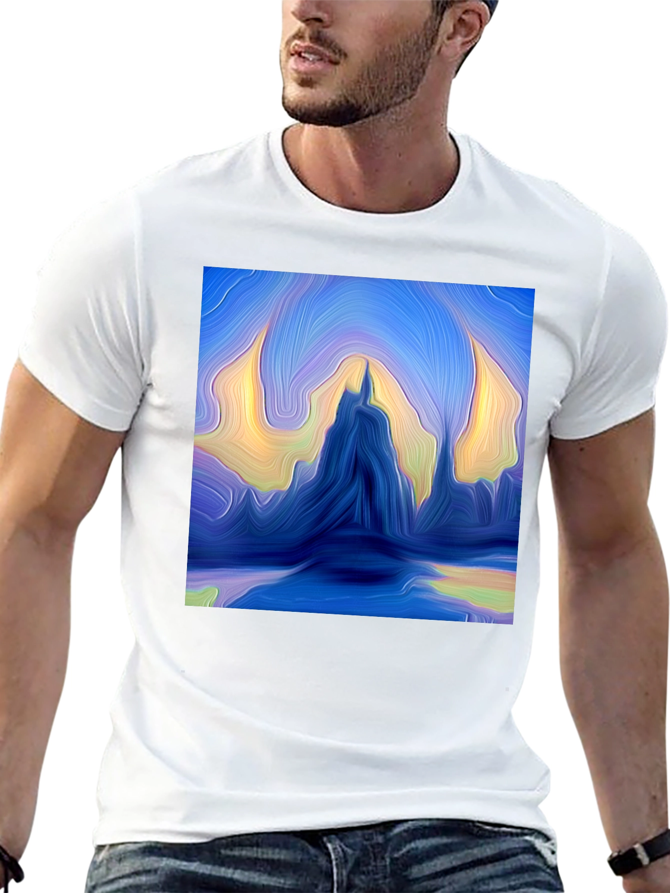 Black Abstract Mountains Graphic Tee view 13