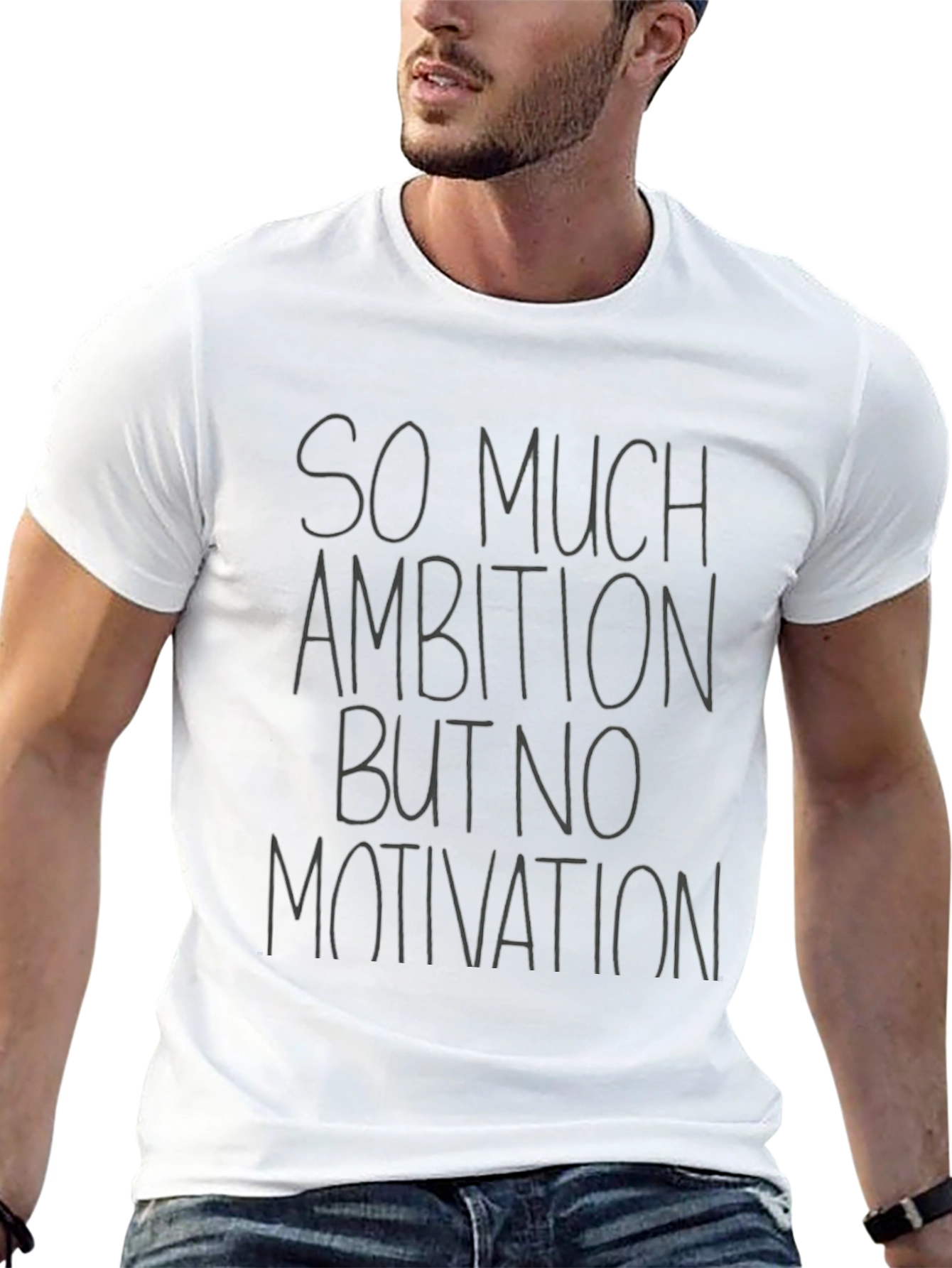 Black Ambition, No Motivation Black Graphic Tee view 13