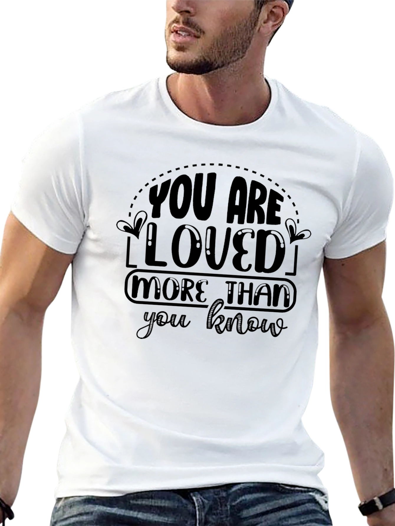 Black You Are Loved Graphic Black Tee Shirt view 13
