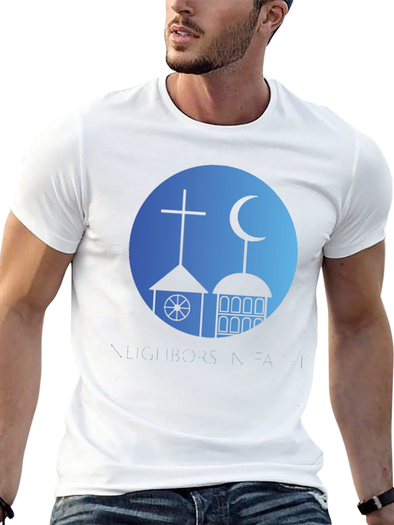 Black Neighbors in Faith T-Shirt - Religious Harmony Design view 13