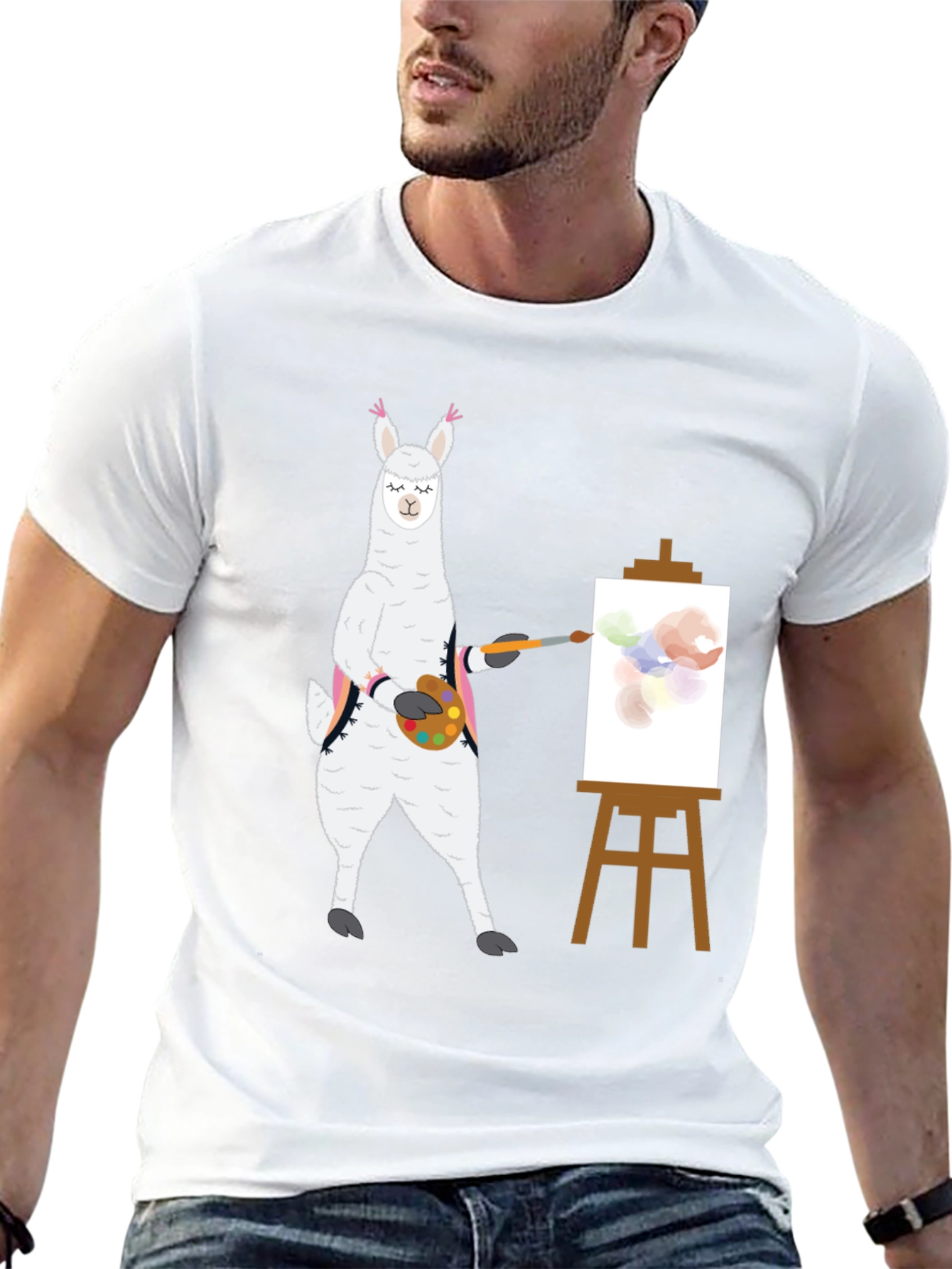 Black Llama Artist T-Shirt - Painter Alpaca Tee view 13