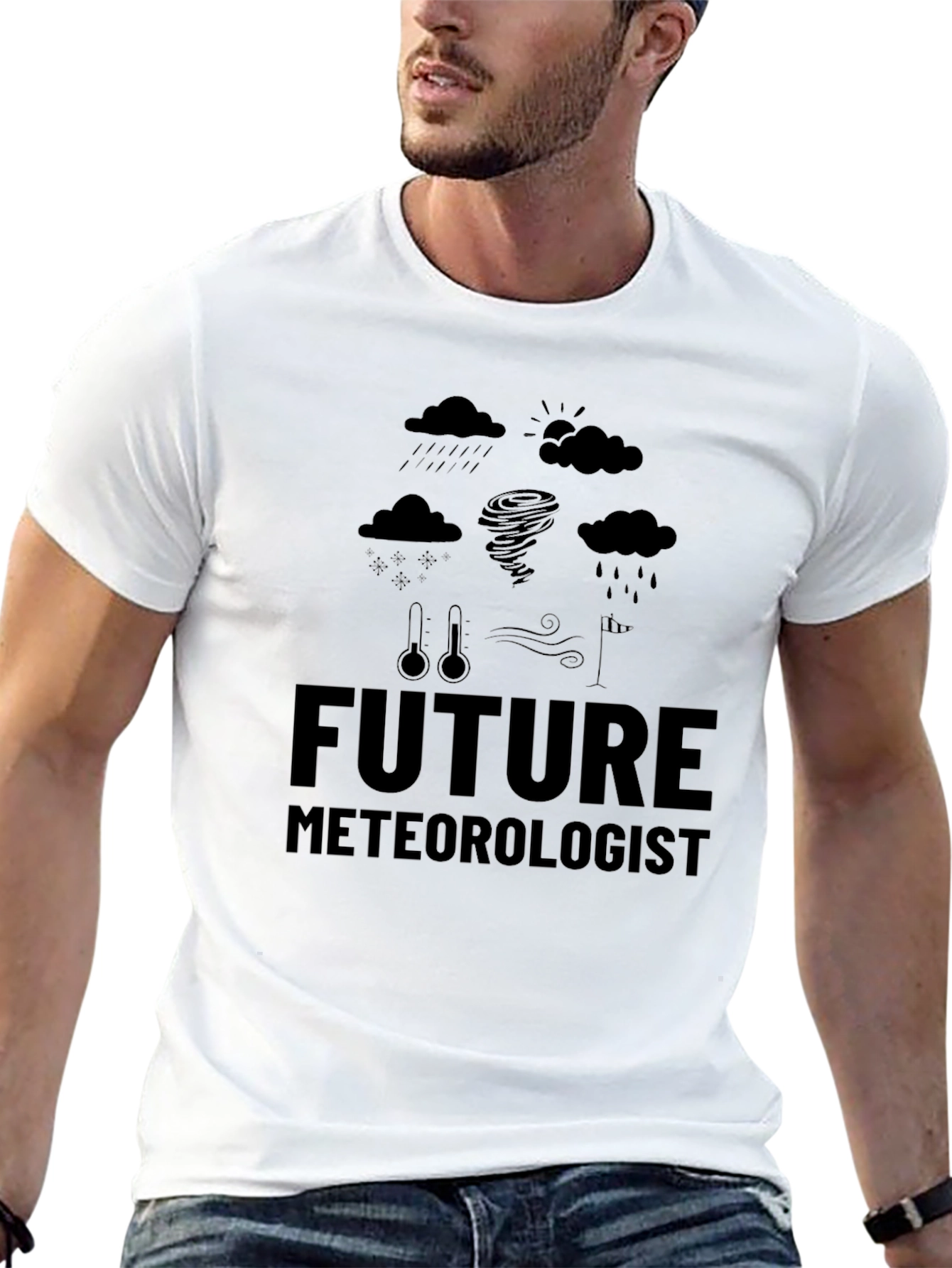 Black Future Meteorologist Black T-Shirt - Weather Science Tee view 13