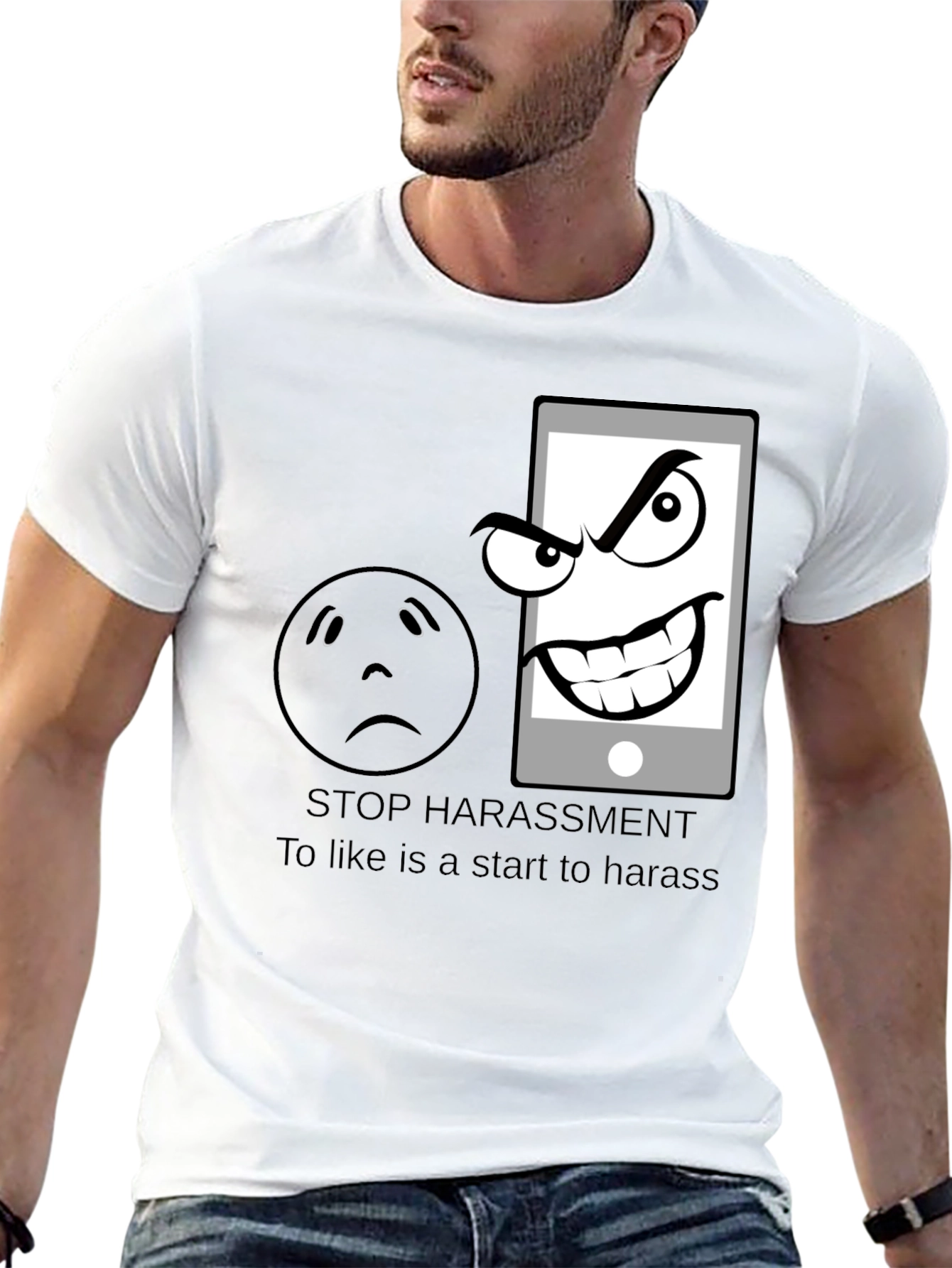 Black Stop Harassment Graphic T-Shirt view 13