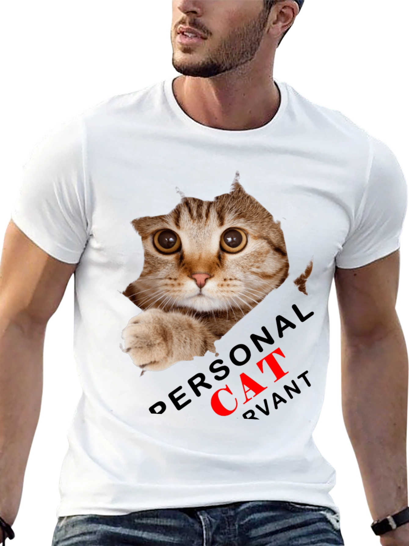 Black Personal Cat Servant Graphic Tee - Black Cotton Blend view 13