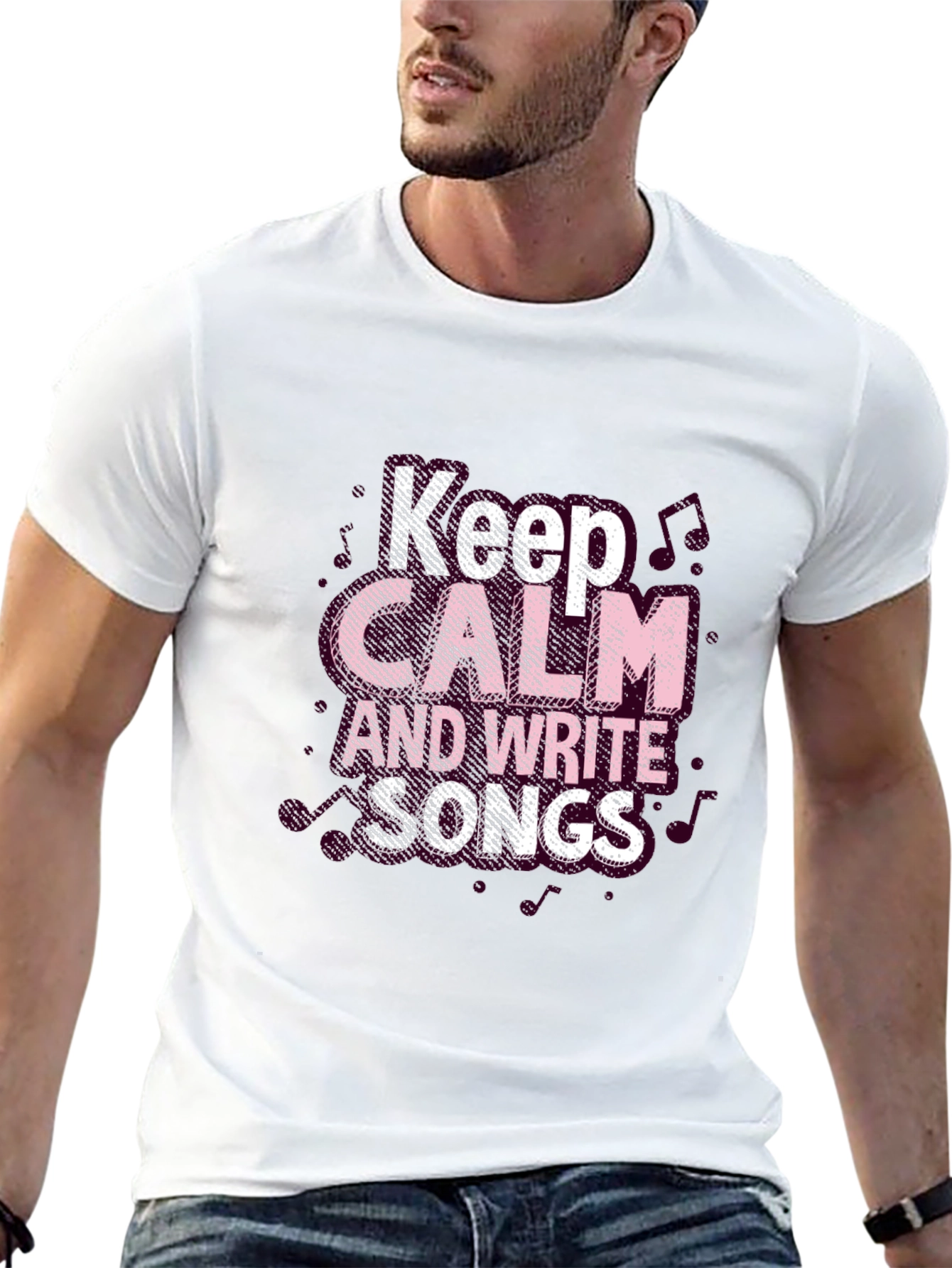 Black Keep Calm and Write Songs Black T-Shirt view 13