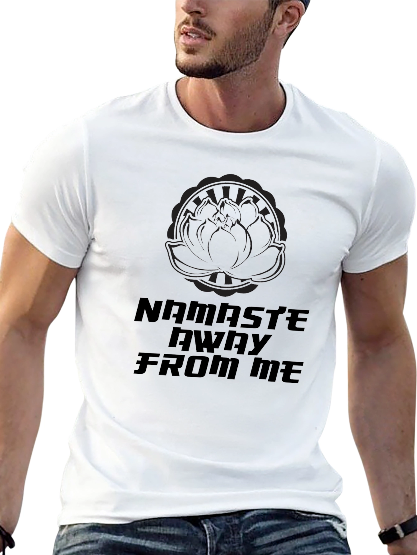 Black Namaste Away From Me Black Graphic T-Shirt view 13