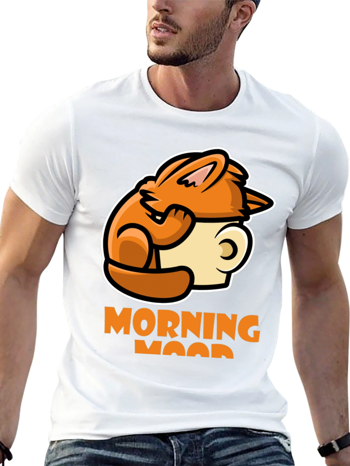 Black Morning Mood Graphic Tee - Cozy Rabbit Coffee Design view 13