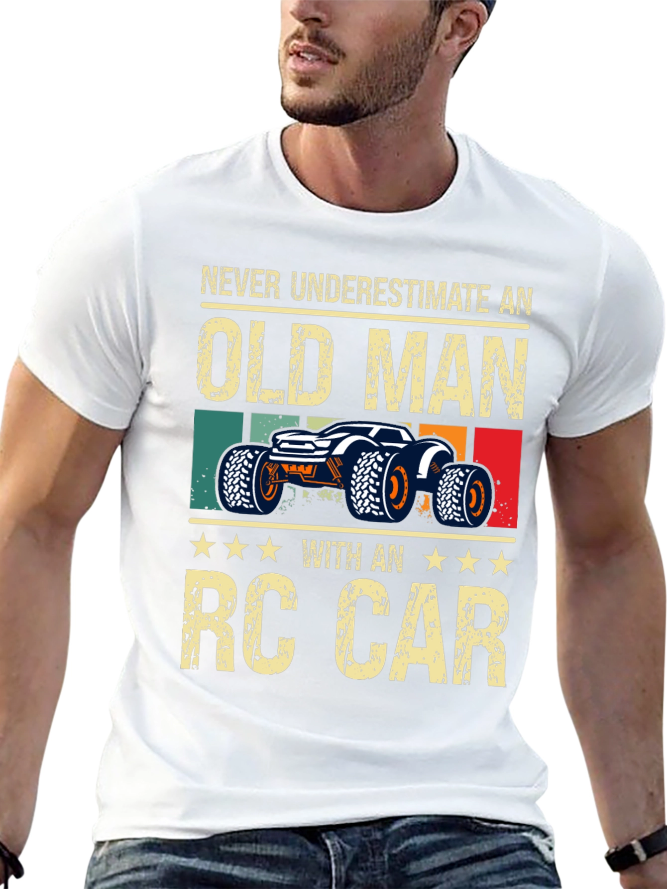 Black Old Man RC Car T-Shirt - Fun Hobby Tee view 13
