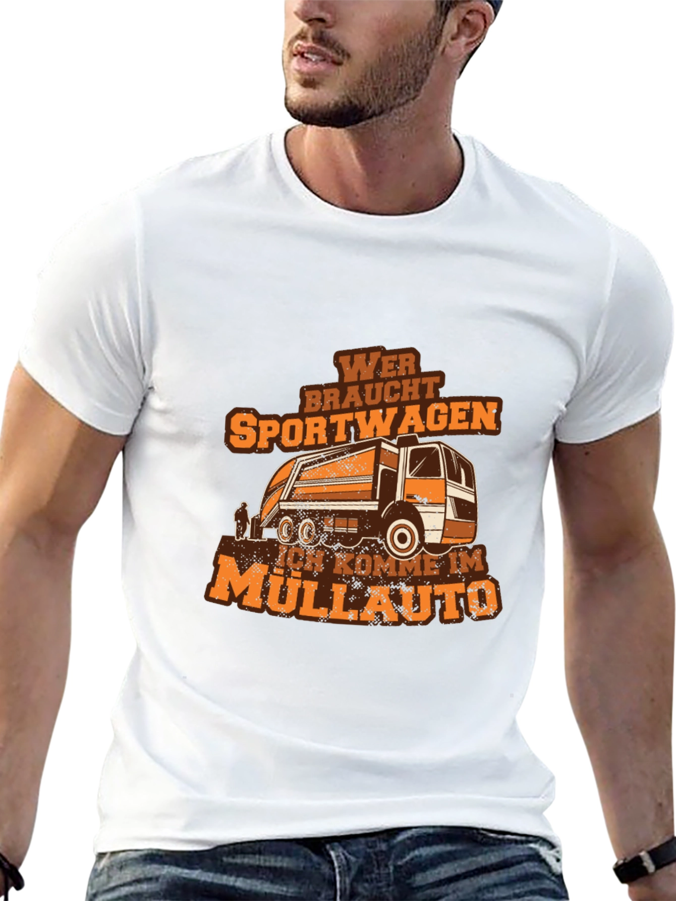 Black Funny Garbage Truck T-Shirt - Müllauto Design view 13