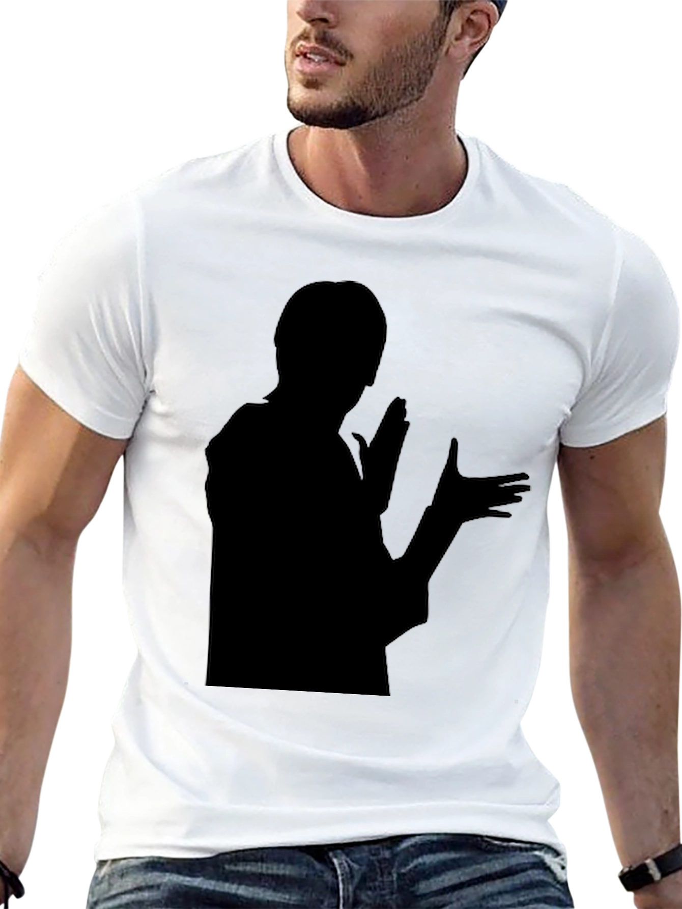 Black Silhouette Graphic T-Shirt - Bold Black Design view 13