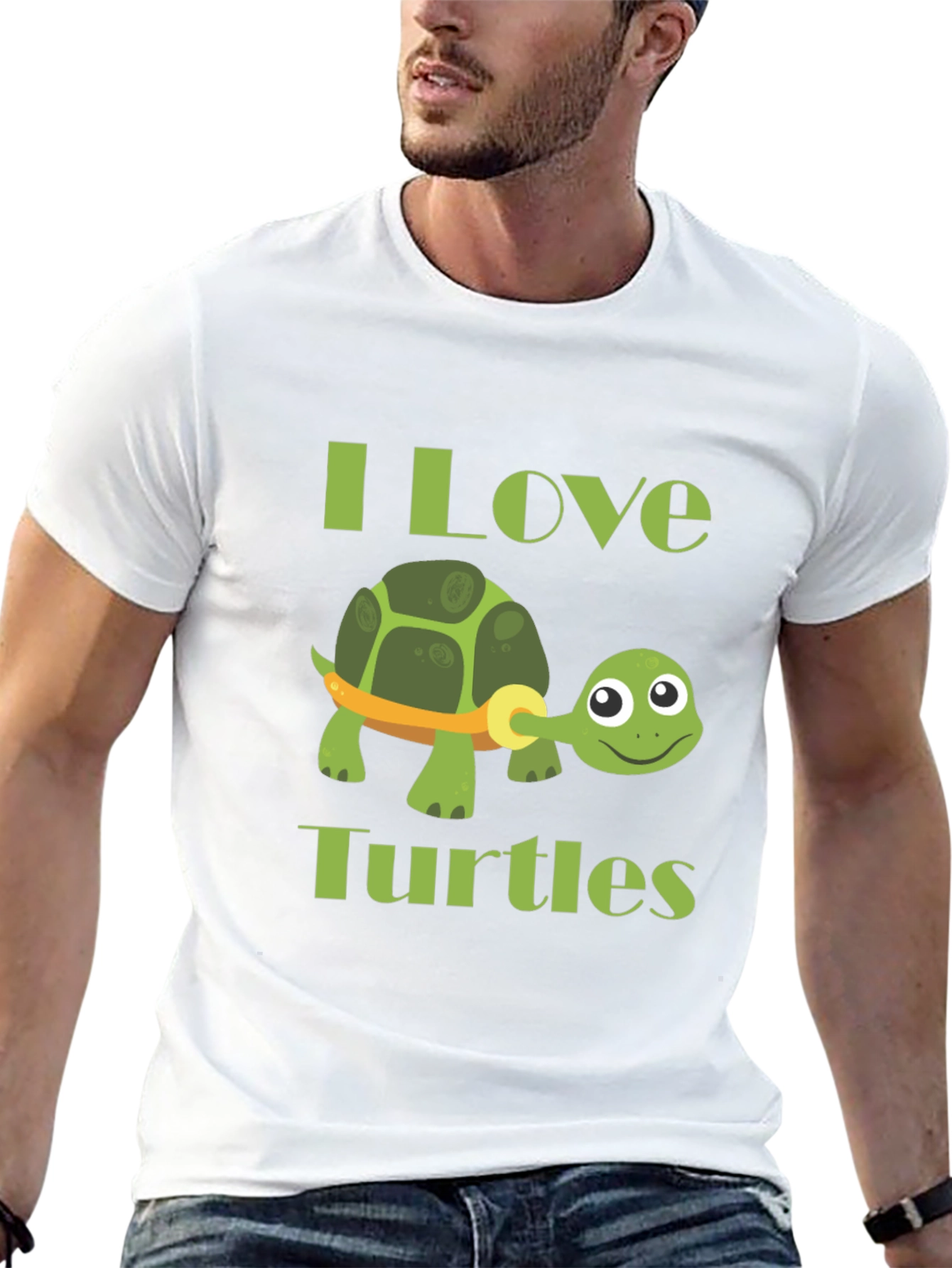 Black I Love Turtles Graphic T-Shirt view 13
