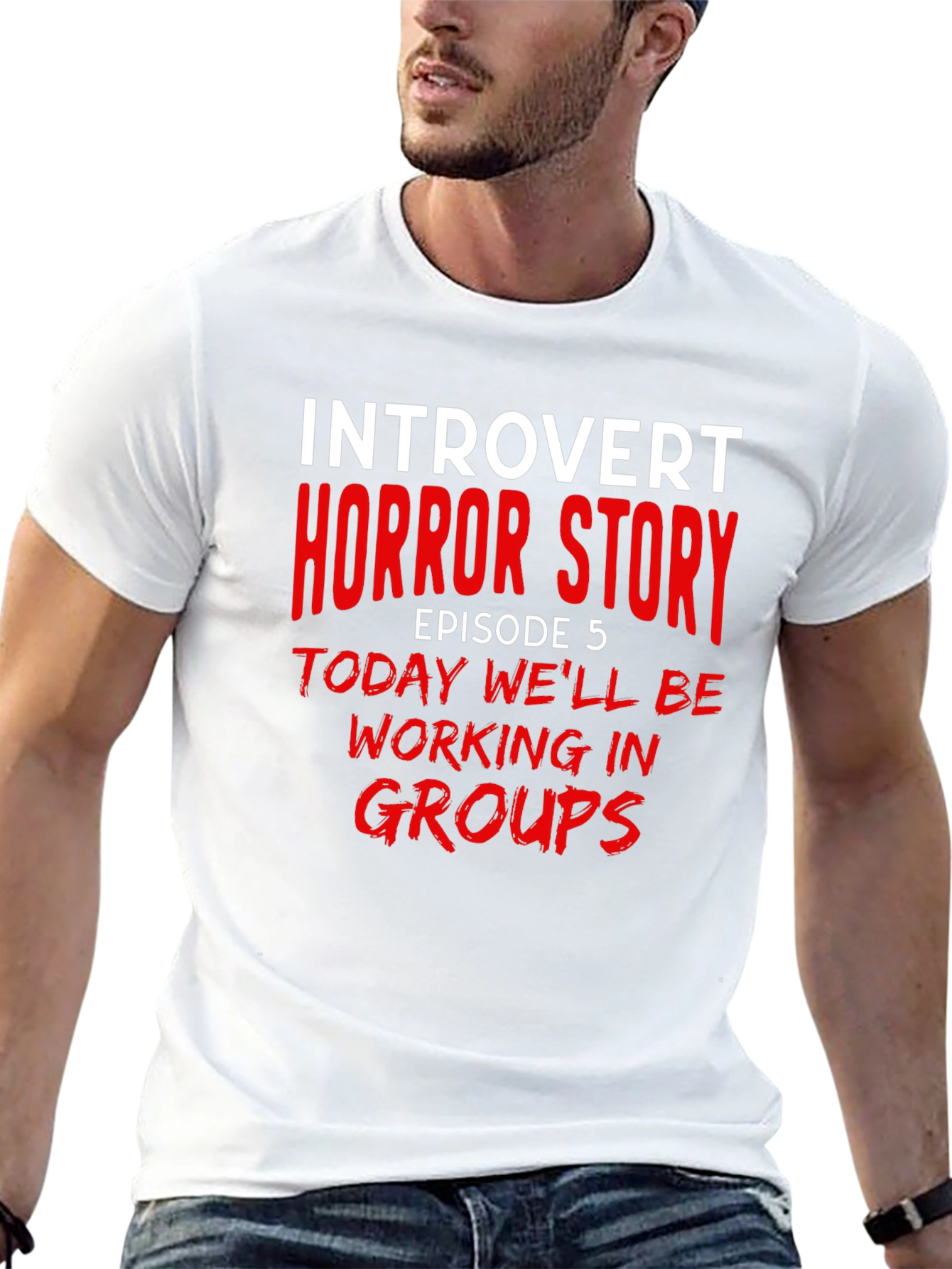 Black Introvert Horror Story T-Shirt - Episode 5 Group Work view 13