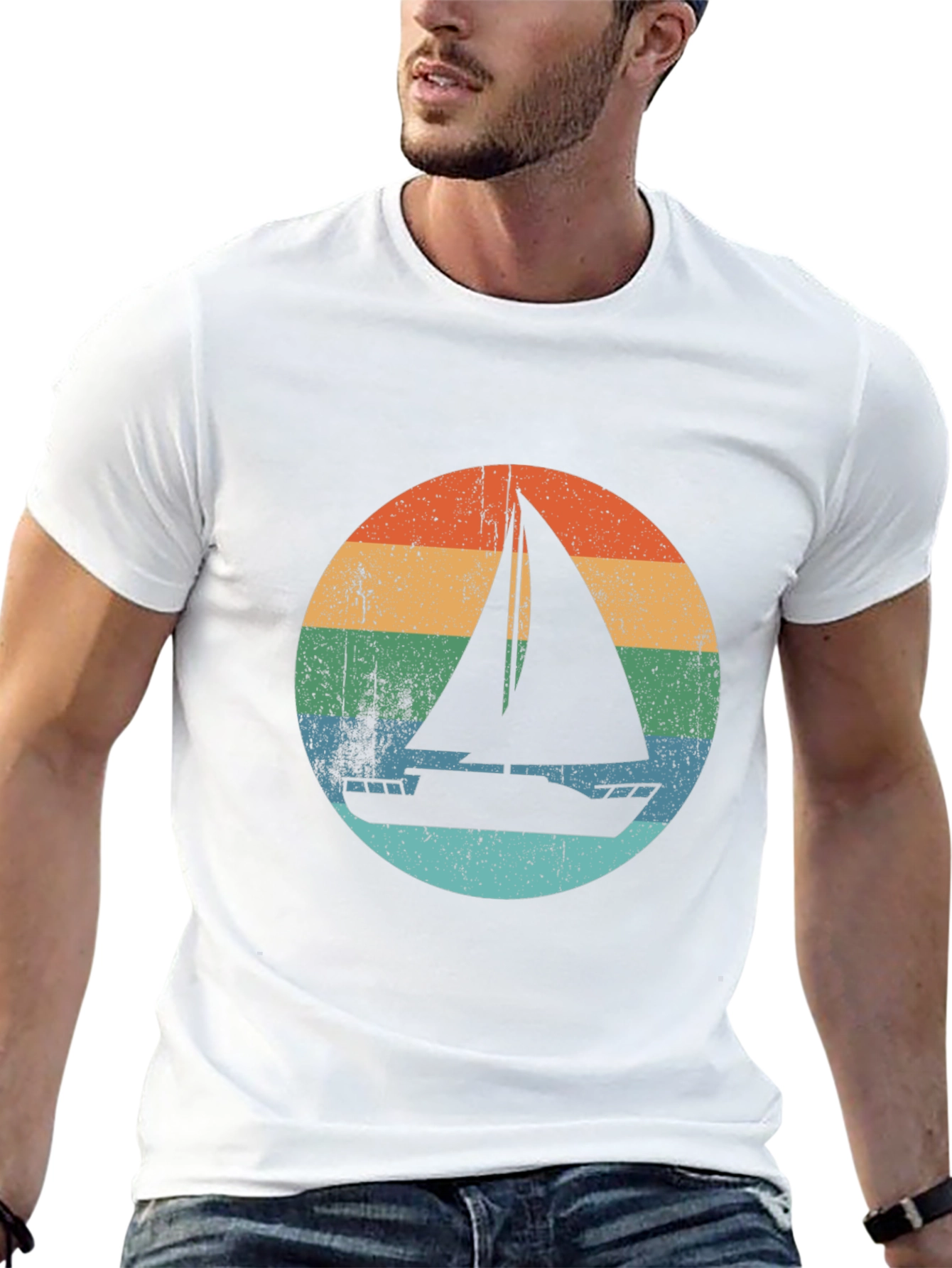 Black Vintage Sailboat T-Shirt - Retro Nautical Design view 13