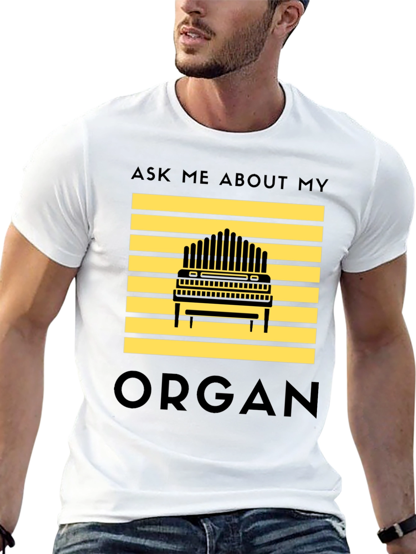 Black Ask Me About My Organ Black T-Shirt view 13