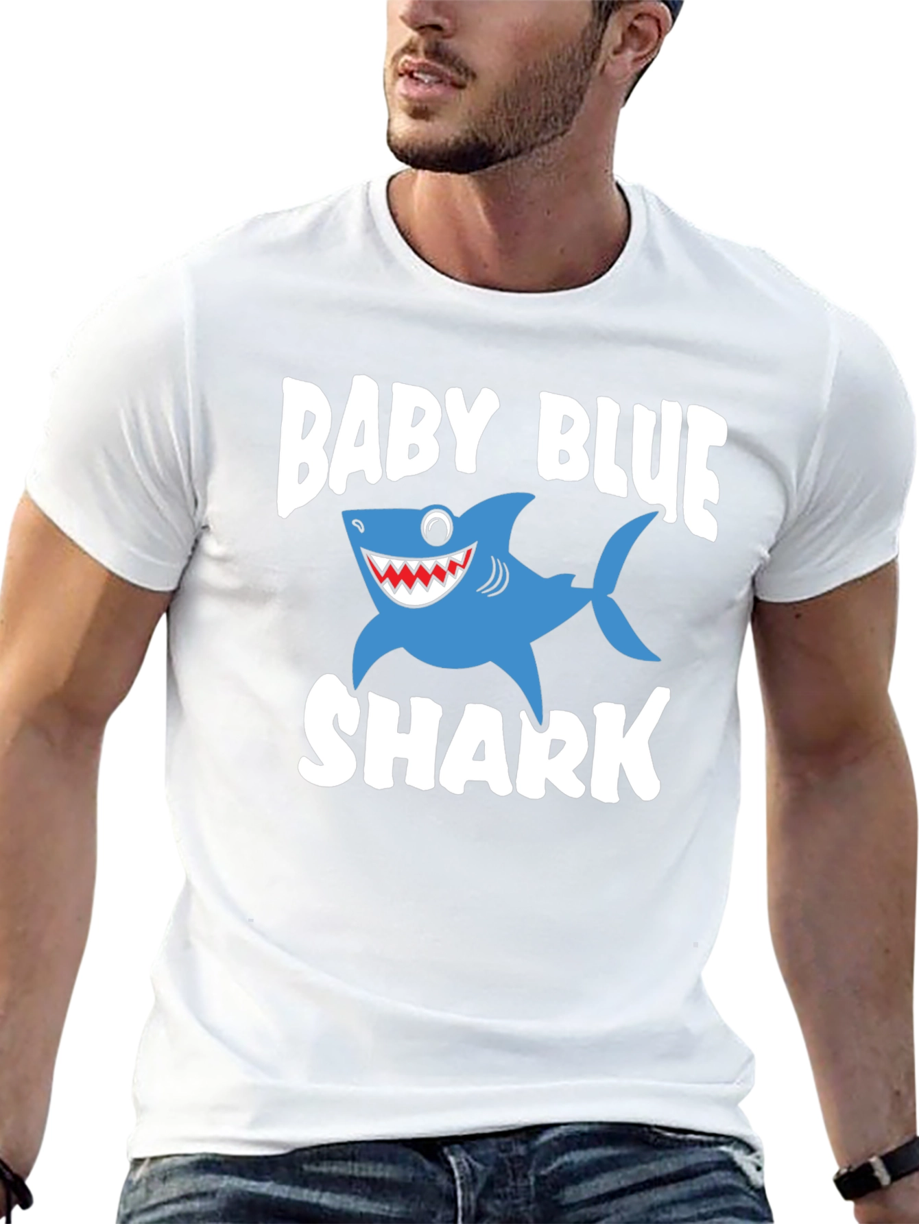 Black Baby Blue Shark Graphic T-Shirt view 13