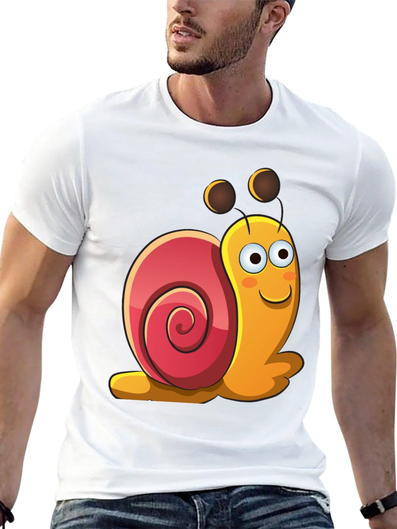 Black Cartoon Snail Graphic Black T-Shirt view 13