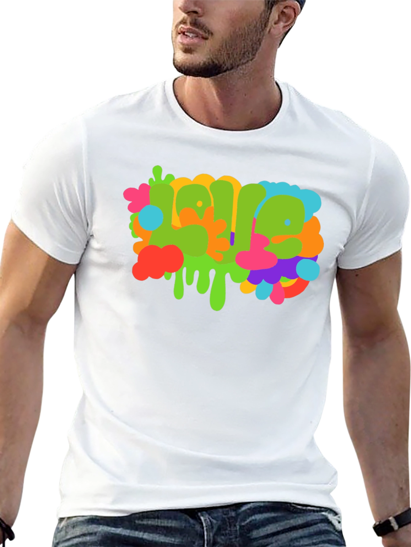 Black Colorful Graffiti Style Graphic T-Shirt view 13