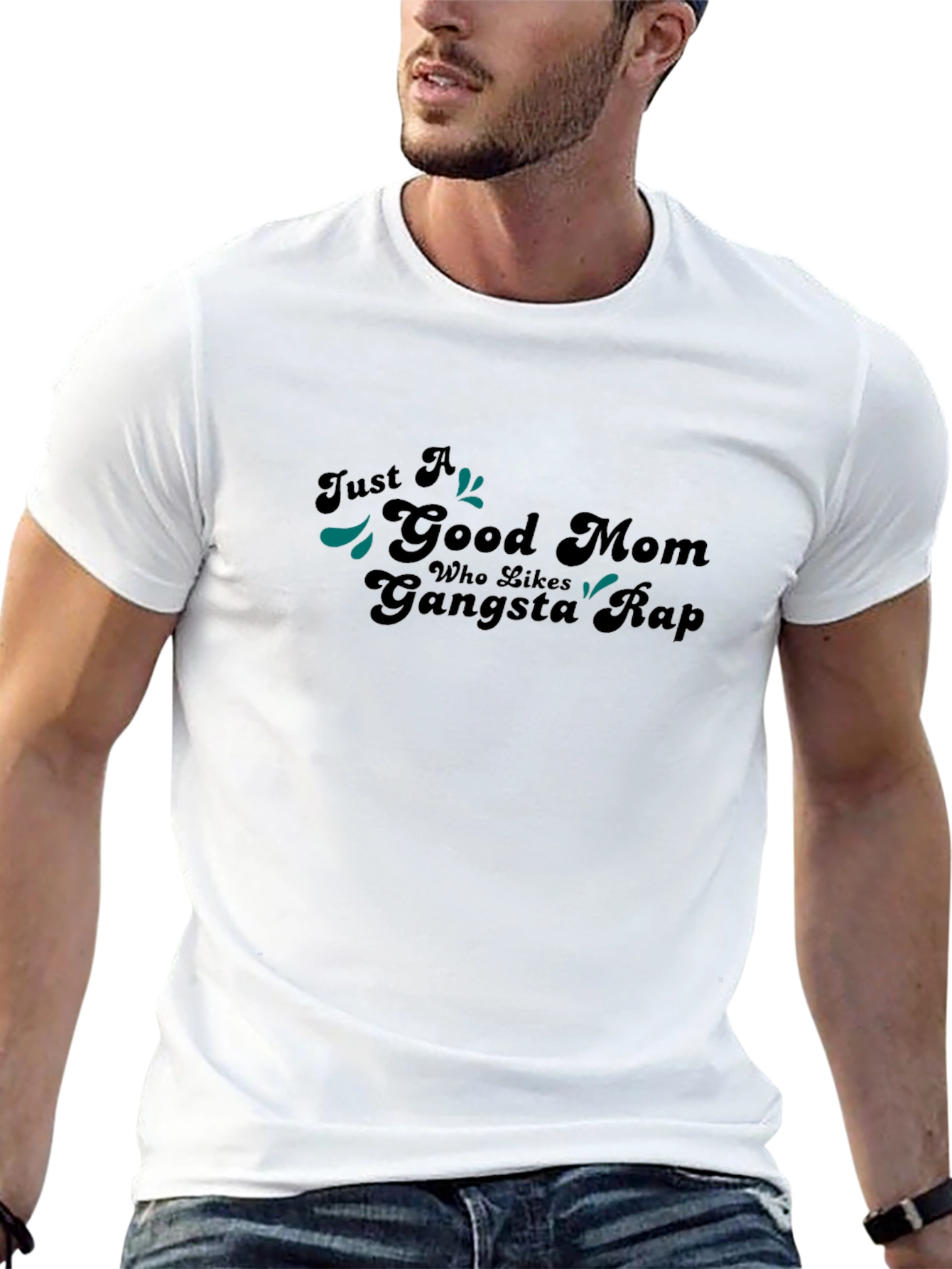 Black Just A Good Mom Gangsta Rap Black T-Shirt view 13
