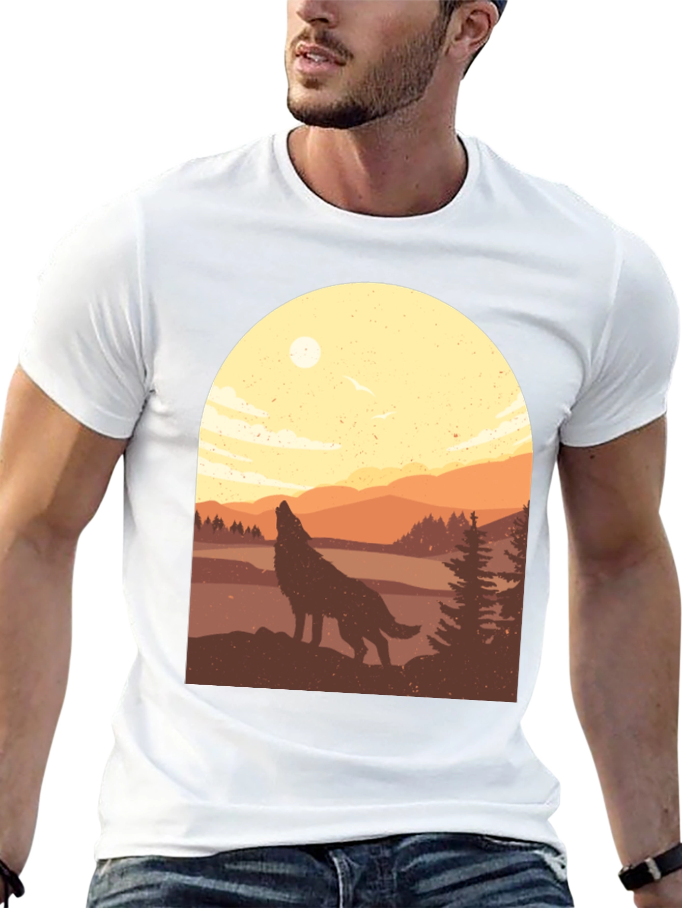 Black Wolf Silhouette Graphic Tee - Nature Inspired T-Shirt view 13