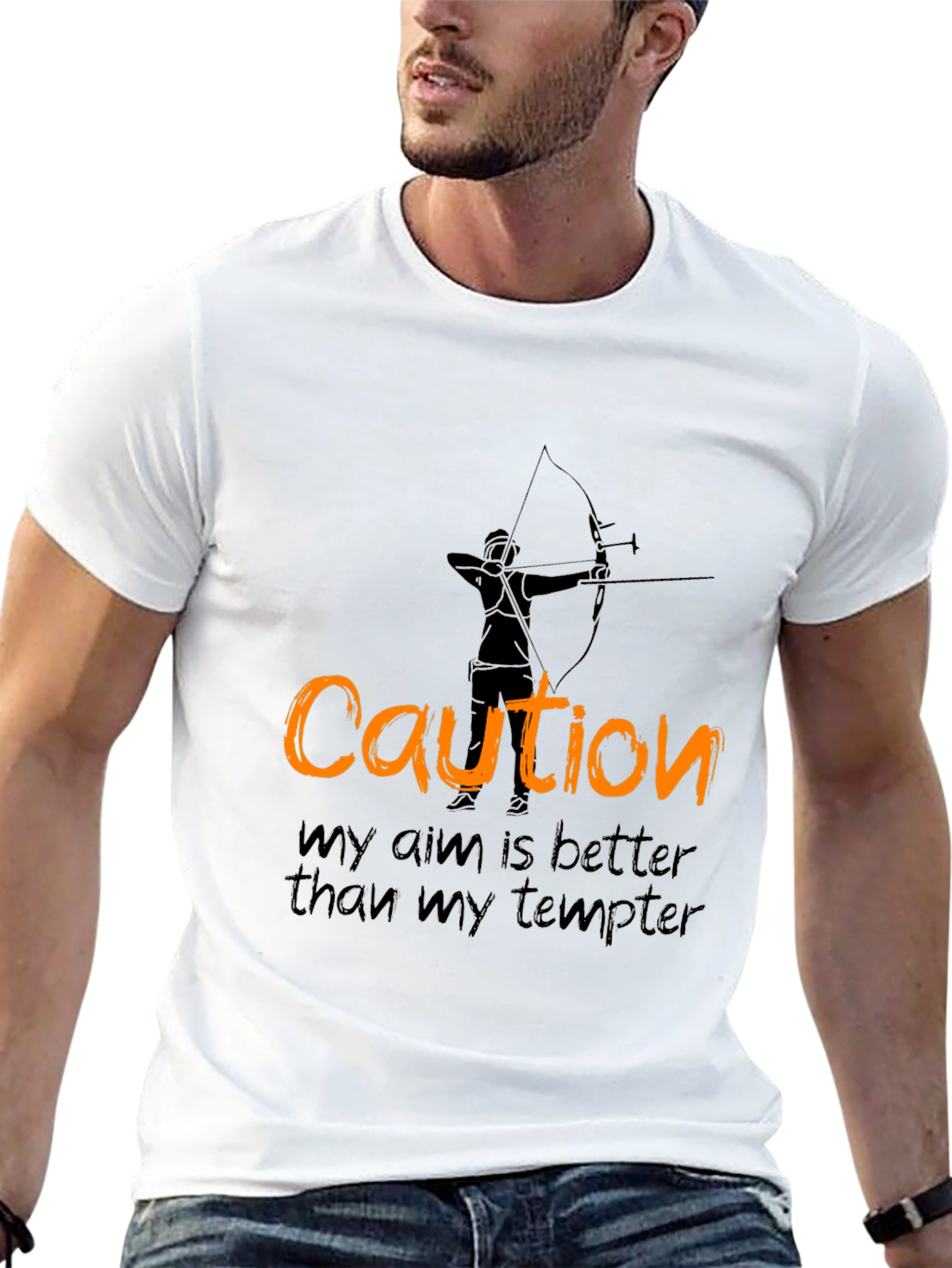 Black Caution Archery T-Shirt - Aim Better Than Tempter view 13