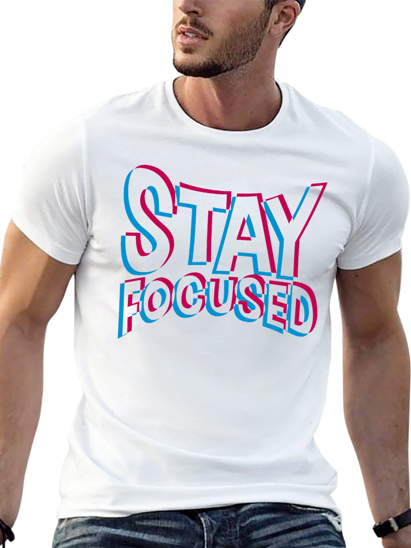 Black Stay Focused Graphic T-Shirt - Men's Black Tee view 13